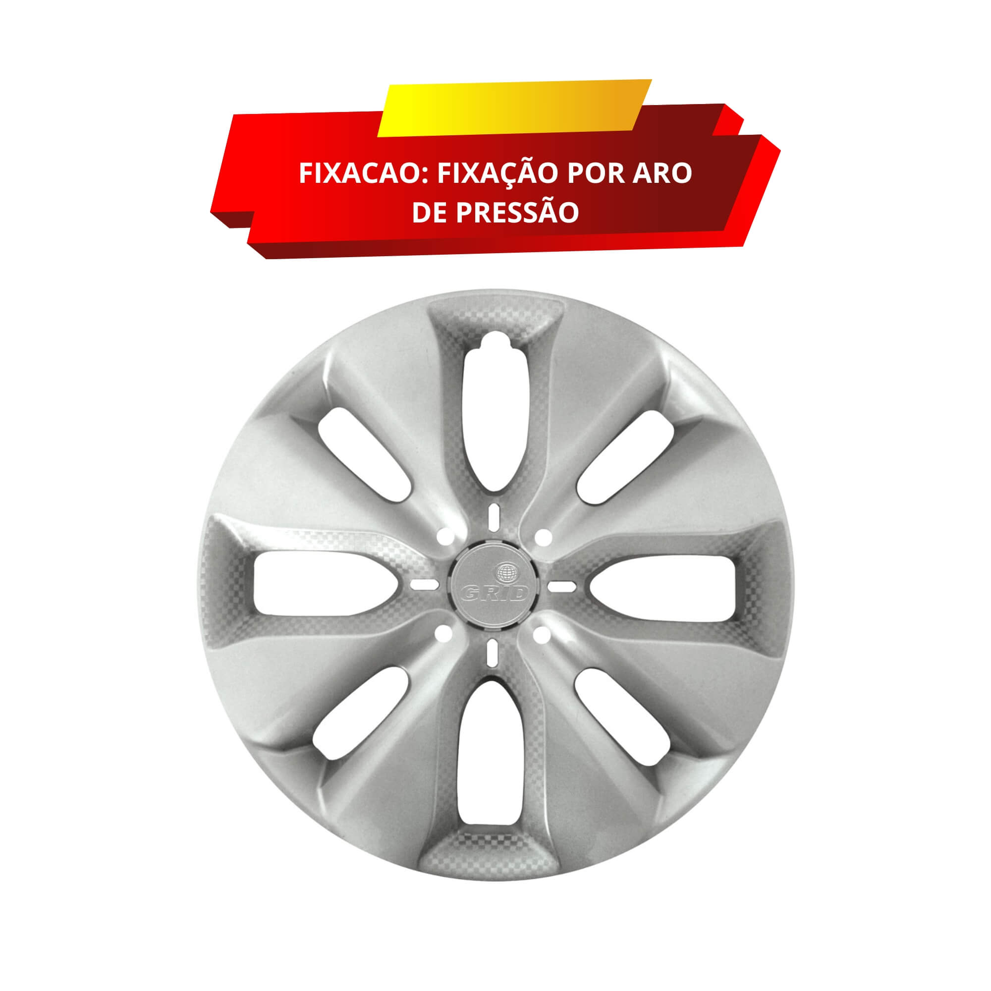 Calota Aro 15" cor Prata Modelo C3 2014/18 (Jogo c/ 4 Calotas) Grid - 130AR-PTA-E