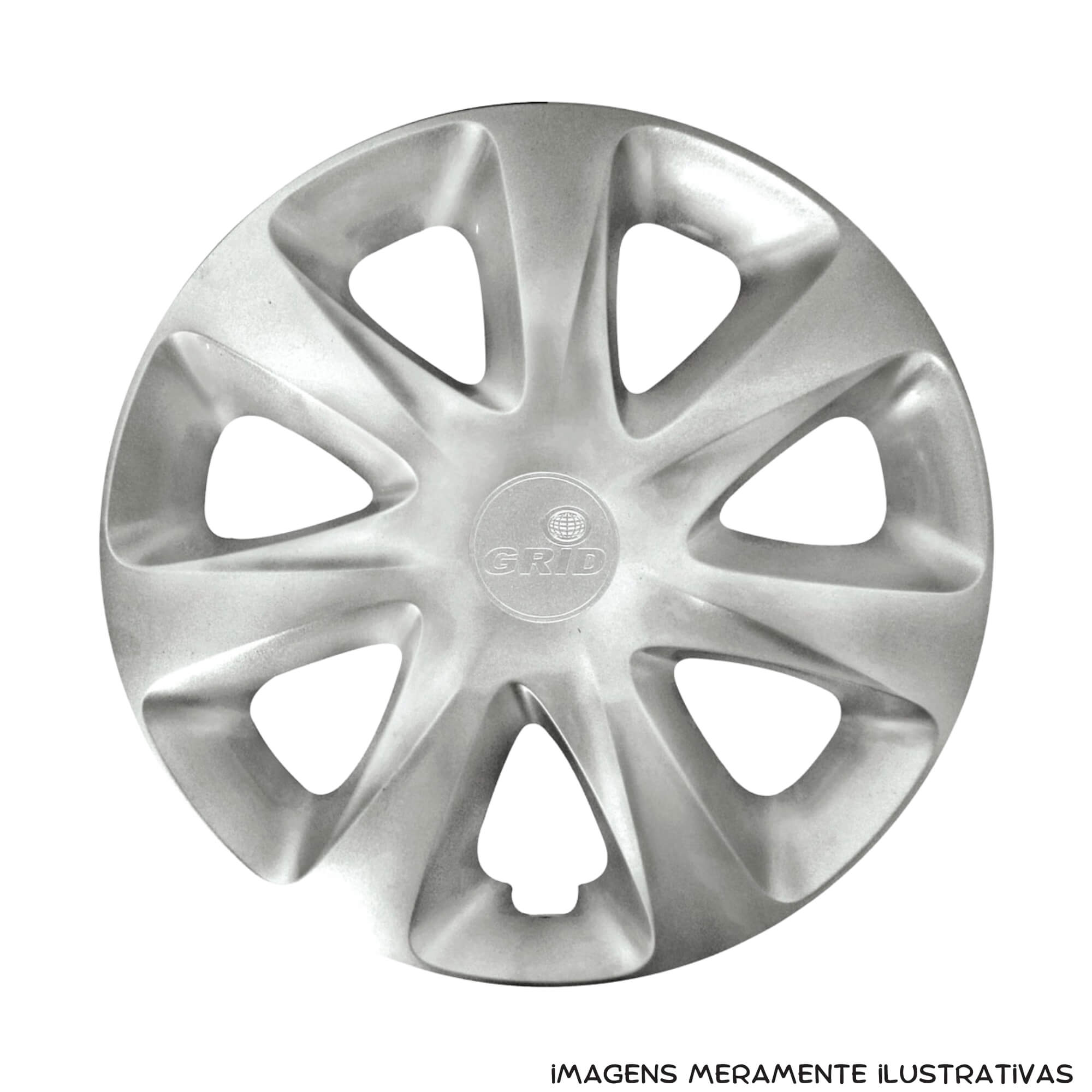 Calota Aro 13" Prata Universal Renault Clio 2014 / 2015 (Jogo c/ 4 Calotas) Grid - 186AR-PTA-E
