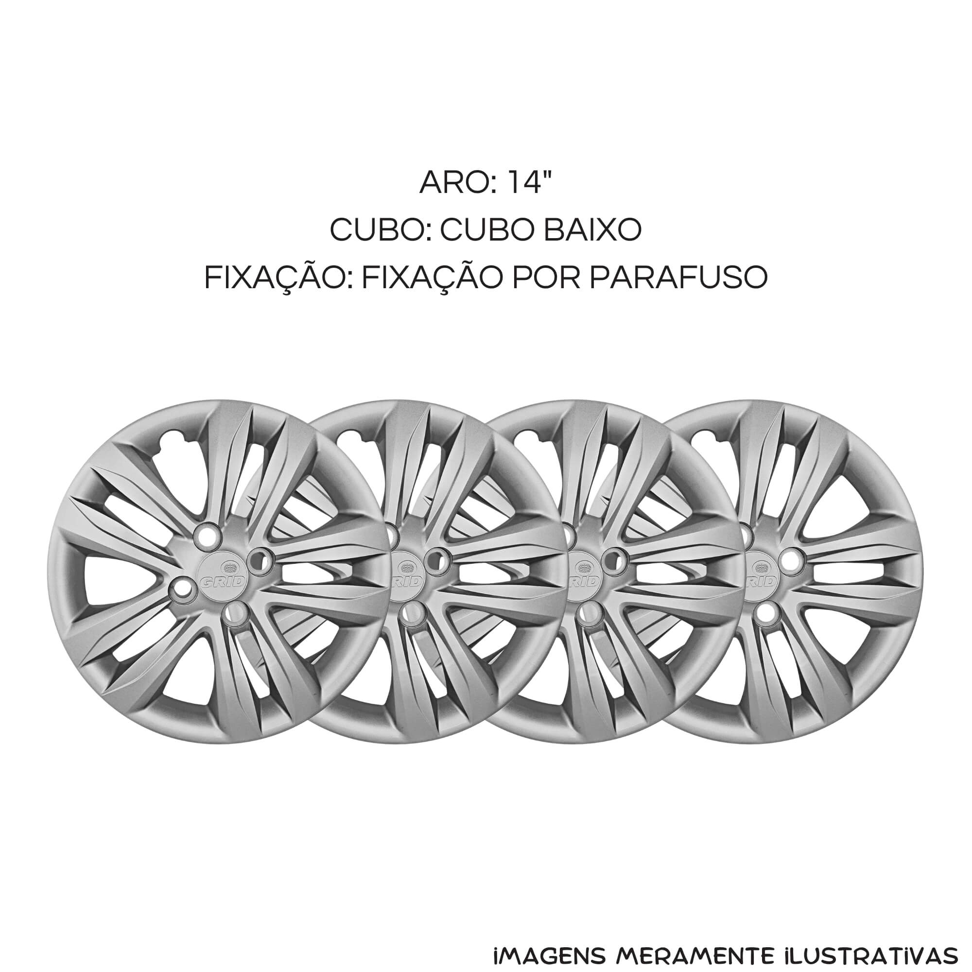 Calota Aro 14" Prata Hyundai HB20 HATCH / SEDAN 2016/18 (Jogo c/ 4 Calotas) Grid - 191CB-PTA-E