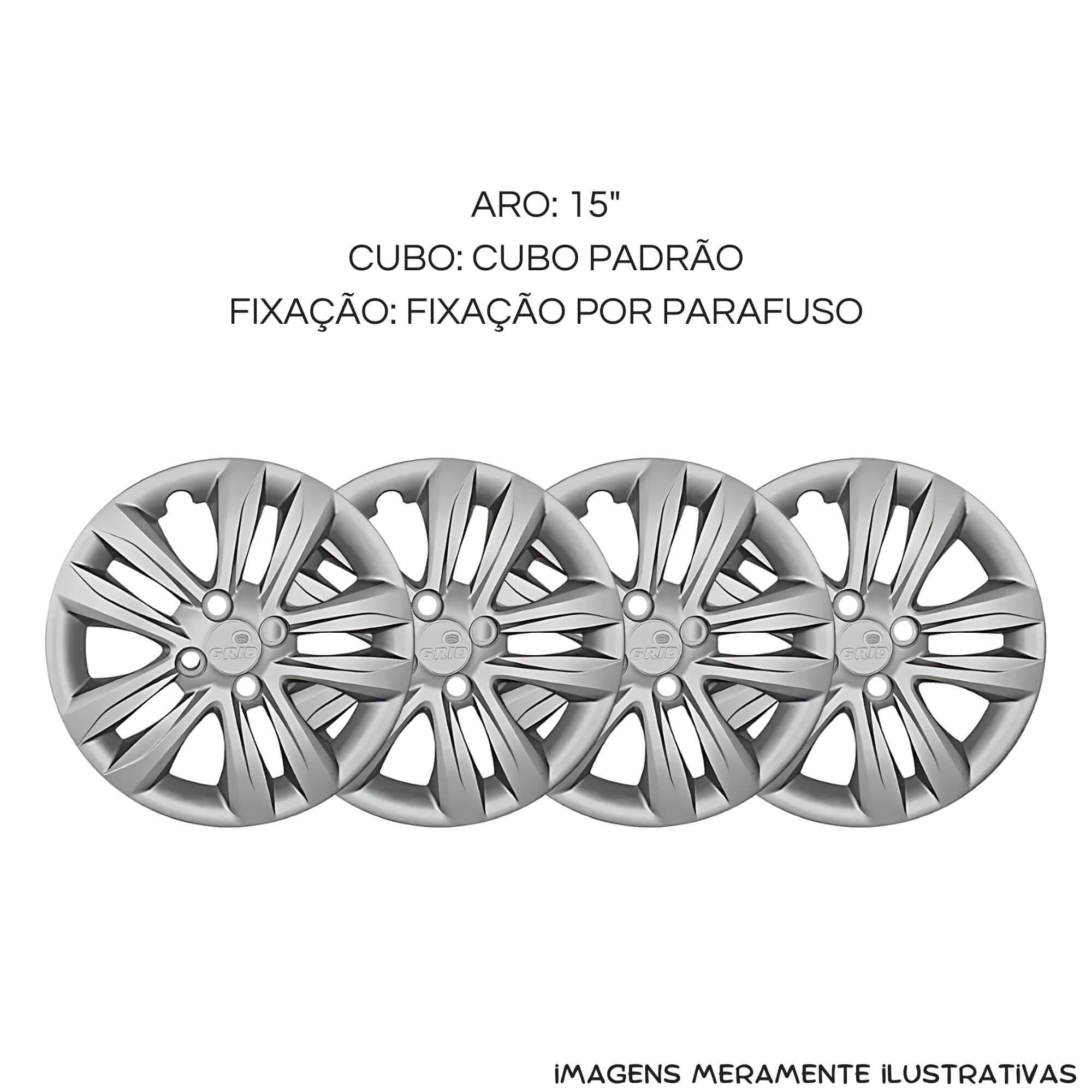 Calota Aro 15" Prata Hyundai HB20 HATCH / SEDAN 2016/18 (Jogo c/ 4 Calotas) Grid - 192CP-PTA-E
