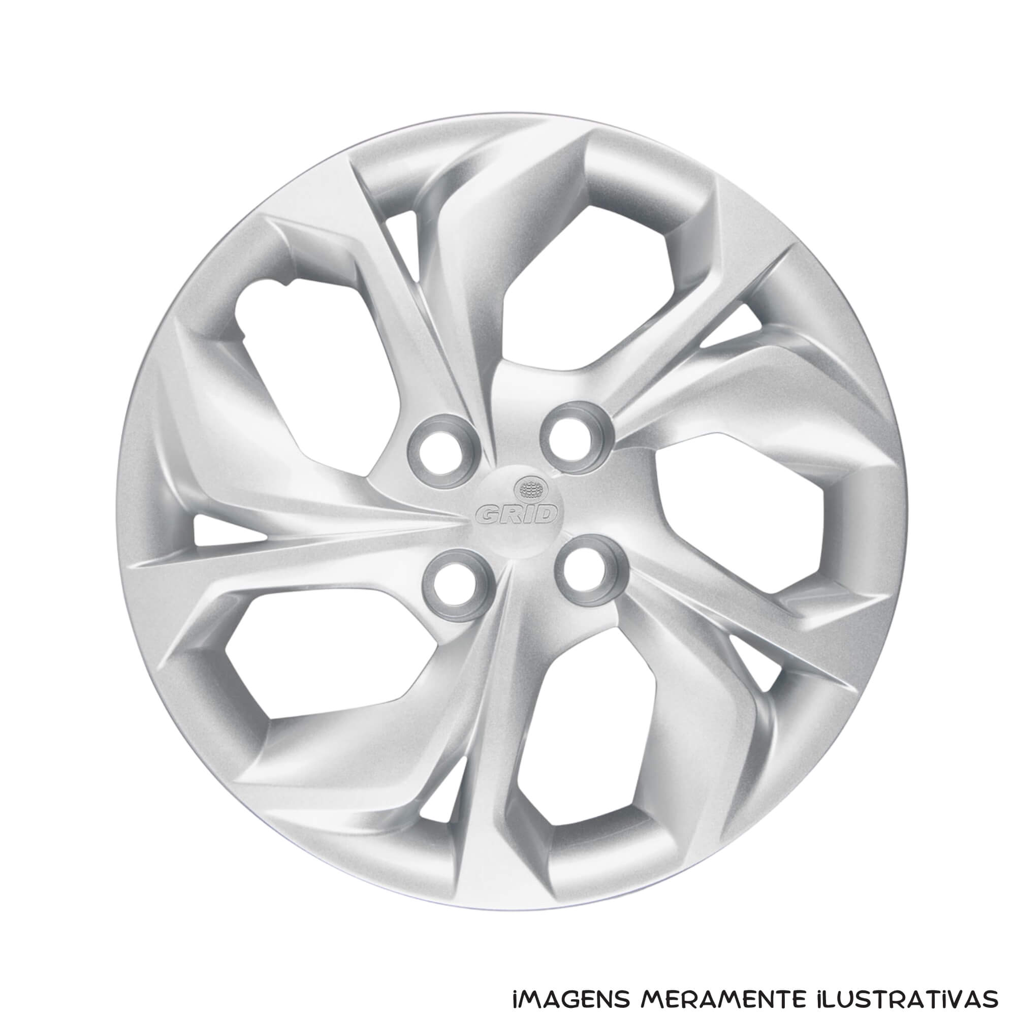 Calota Aro 15" Prata Mod Hyundai HB20 2020 (Jogo c/ 4 Calotas) Grid - 193CP-PTA-E