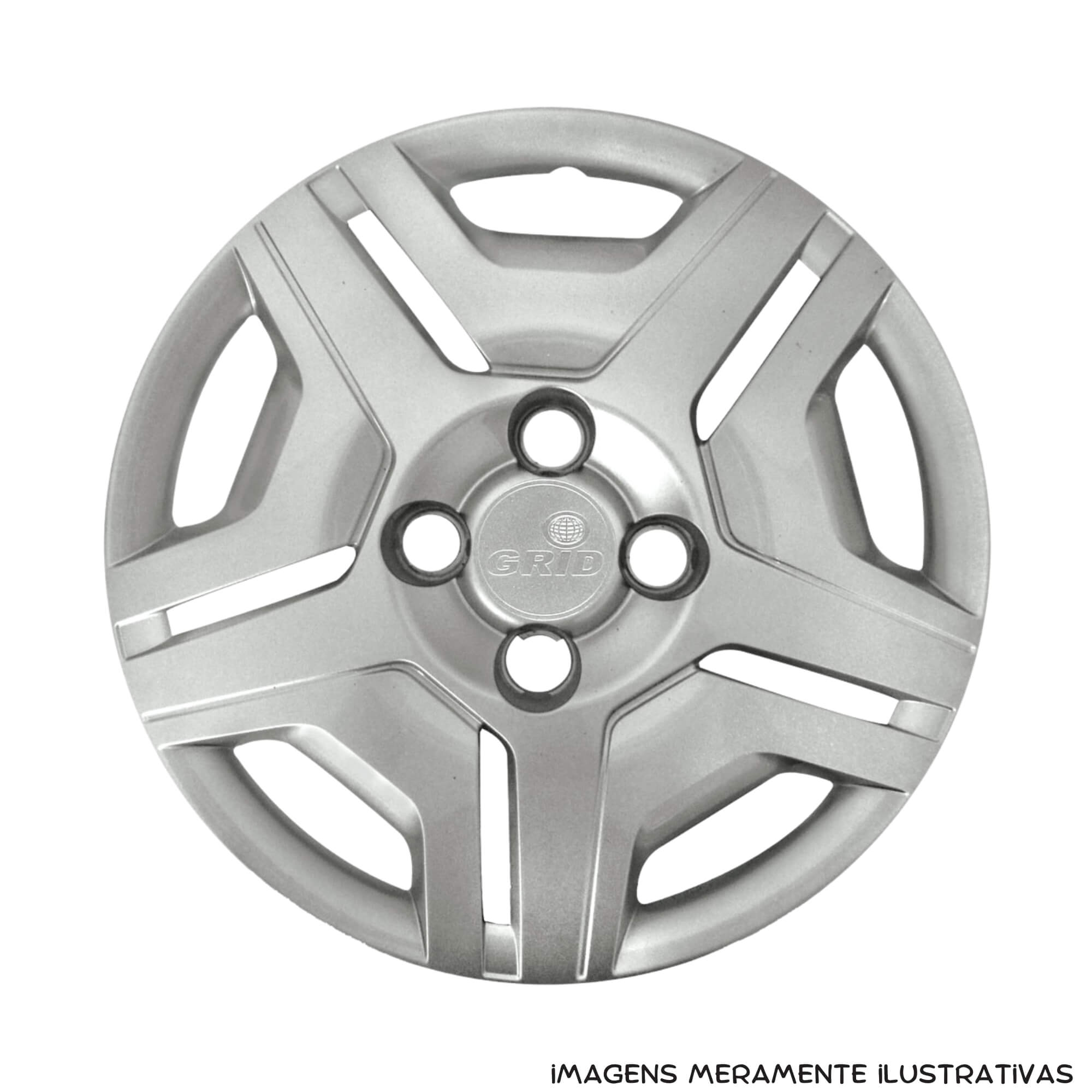Calota Aro 14" Prata Chevrolet Onix / Prisma 2014/16 Joy 2017/18 (Jogo c/ 4) Grid - 194CB-PTA-E