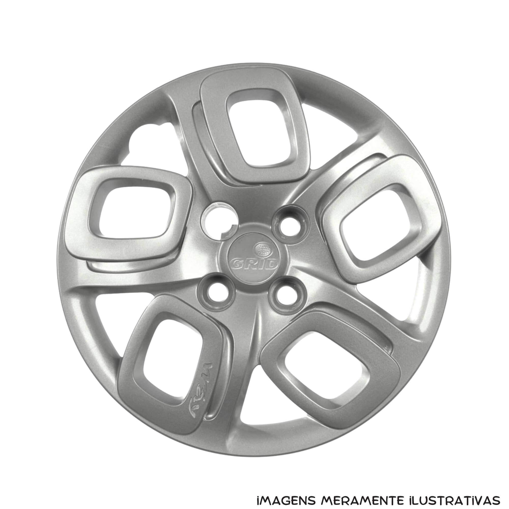 Calota Aro 14" Prata Mod Fiat Uno Way 2015 / 2016 (Jogo c/ 4 Calotas) Grid - 223CB-PTA-E