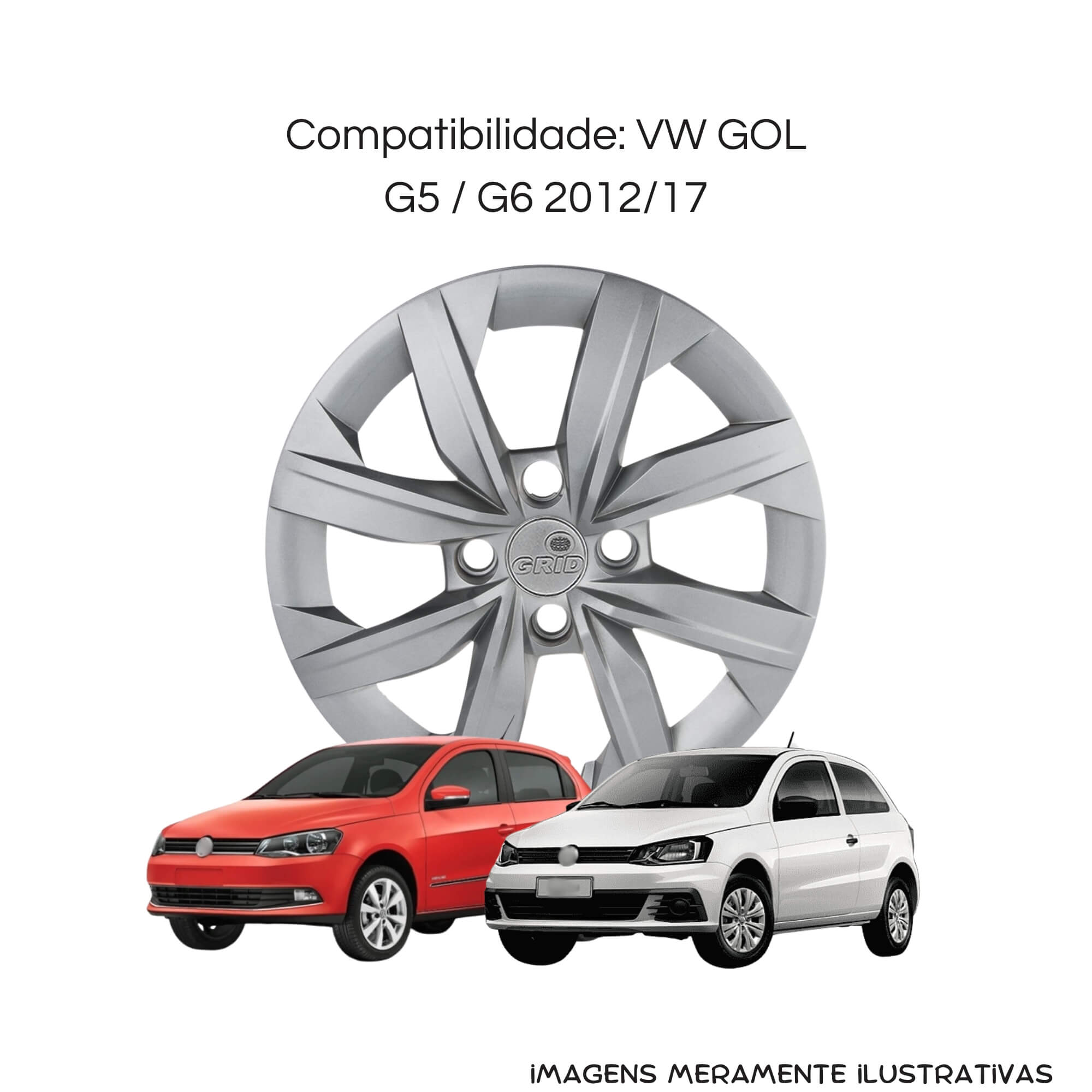Calota Aro 14" Prata Mod Gol G5 / G6 2015 / 2017 (Jogo c/ 4 Calotas) Grid - 249CA-PTA-E