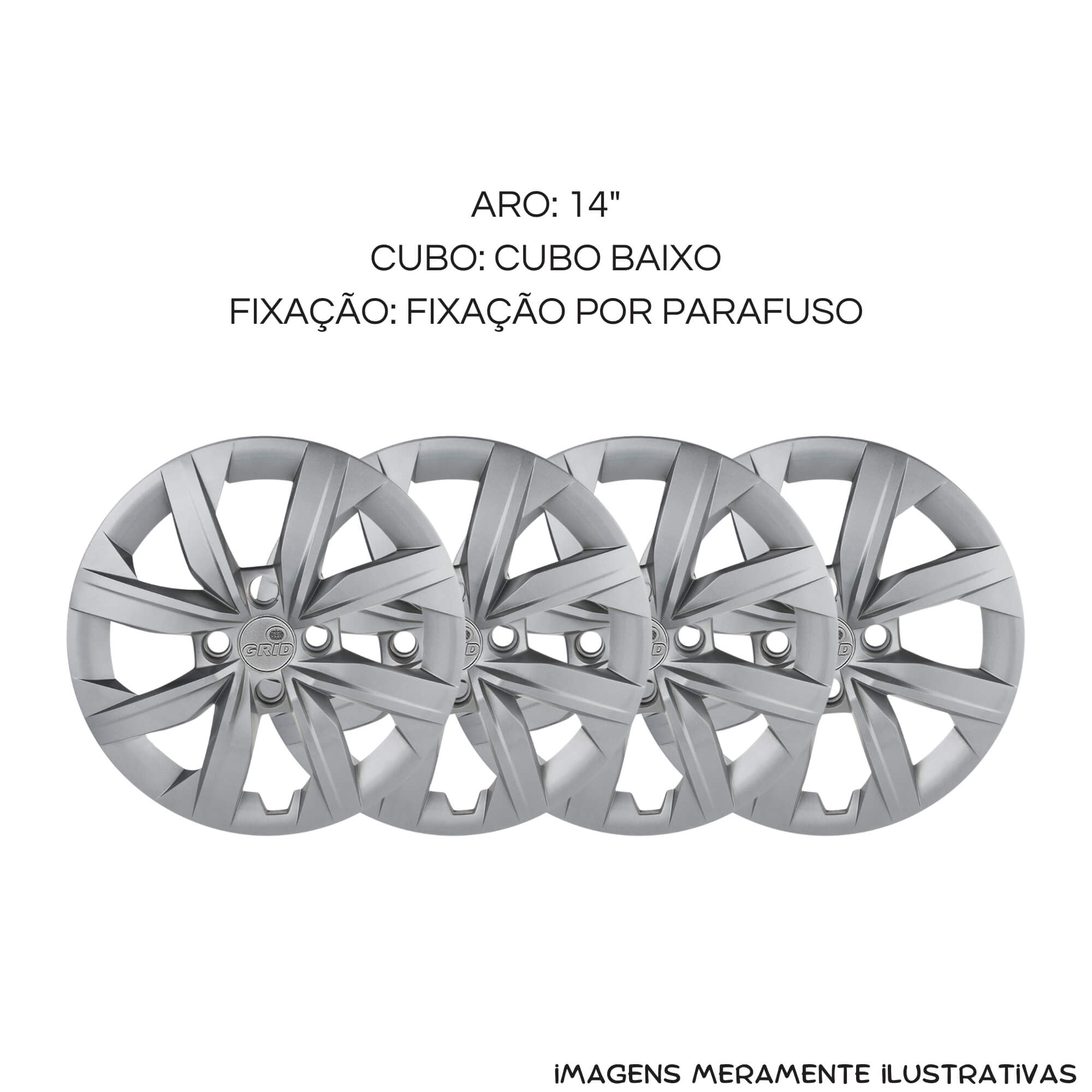 Calota Aro 14" Prata Mod Gol G5 / G6 2015 / 2017 (Jogo c/ 4 Calotas) Grid - 249CA-PTA-E