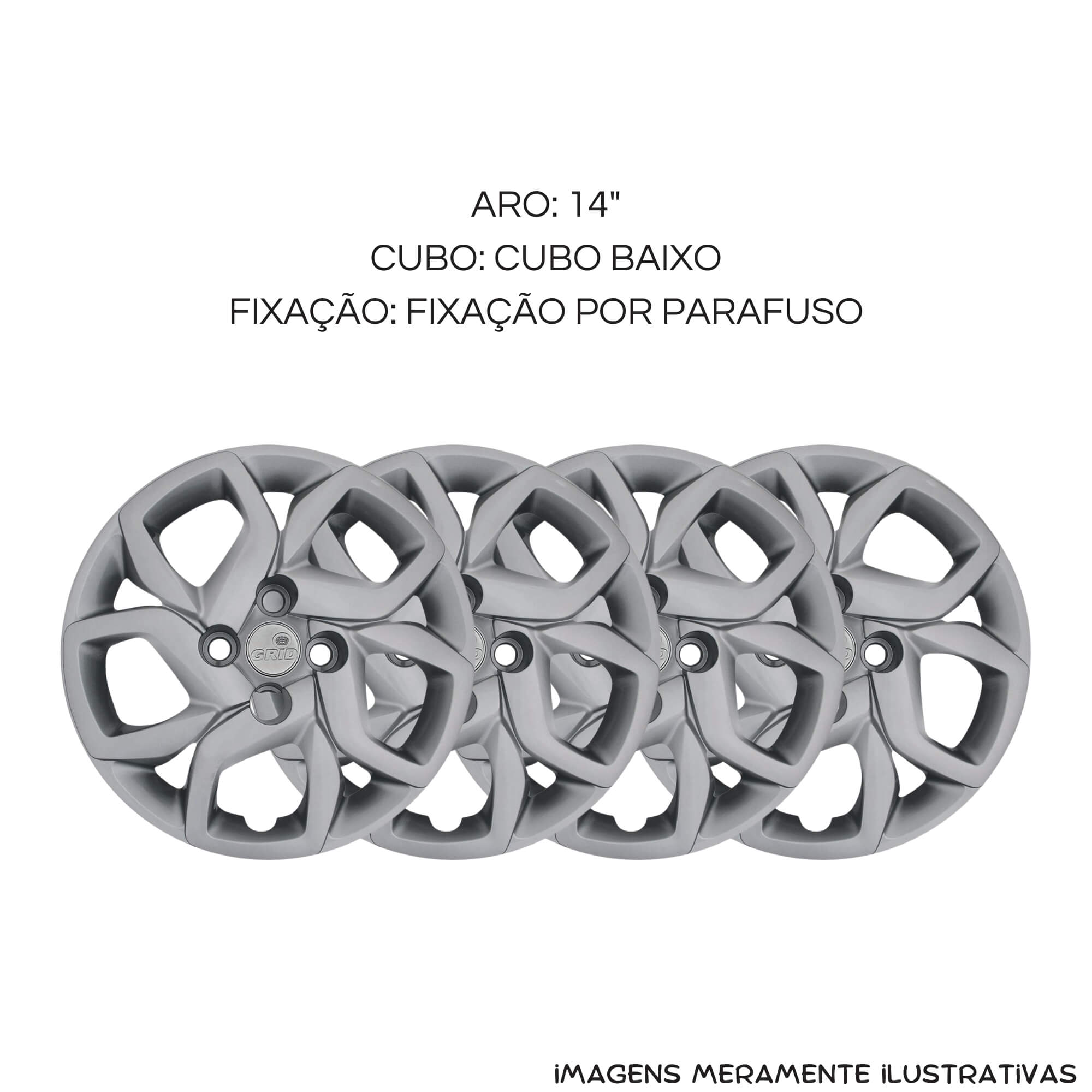 Calota Aro 14" Prata Mod Fiat Mobi 2017 / 2018 (Jogo c/ 4 Calotas) Grid - 291CB-PTA-E