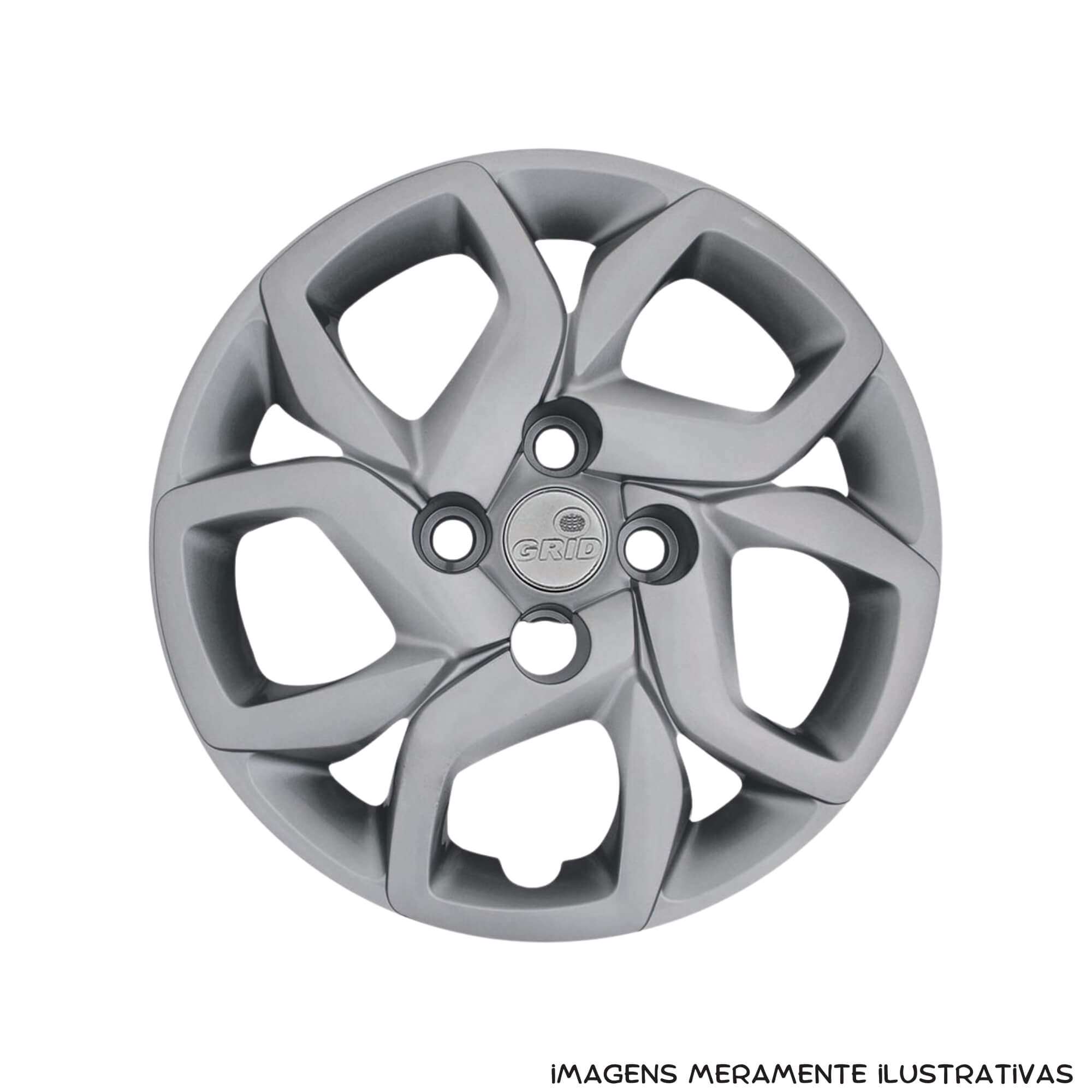 Calota Aro 14" Prata Mod Fiat Mobi 2017 / 2018 (Jogo c/ 4 Calotas) Grid - 291CB-PTA-E