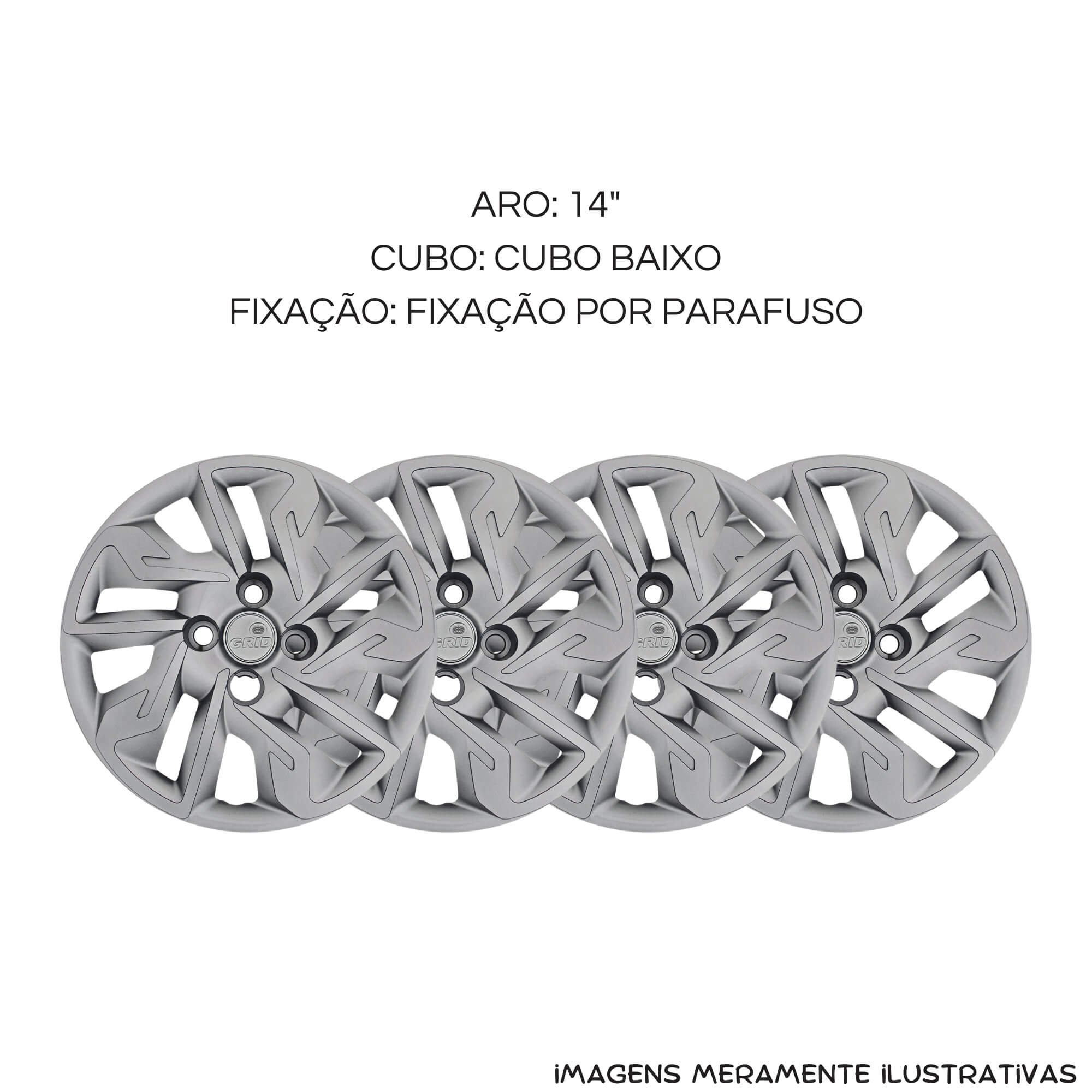 Calota Aro 14" Prata Mod Fiat Argo 2017 / 2020 (Jogo c/ 4 Calotas) Grid - 292CB-PTA-E