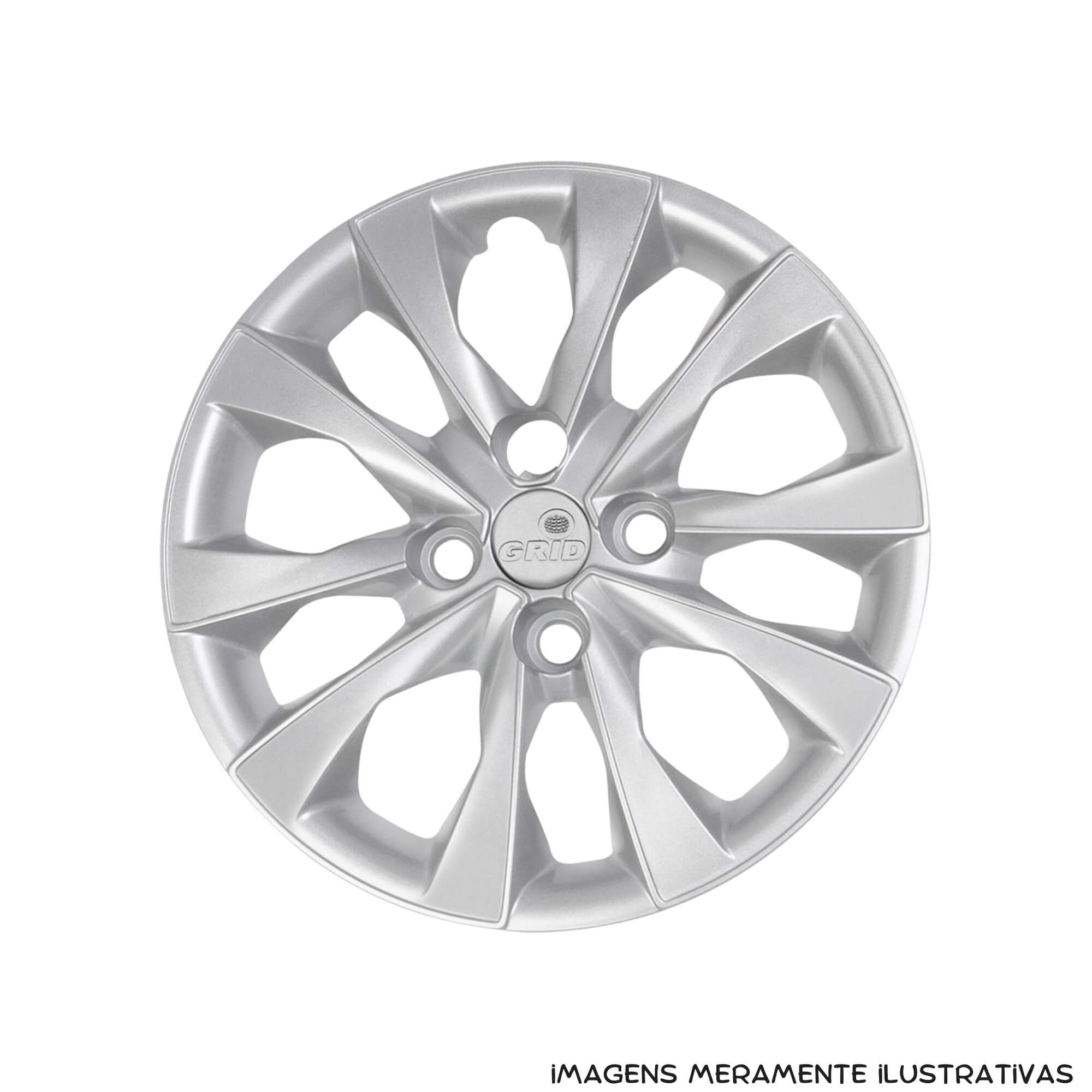 Calota Aro 14" Prata Mod Fiat Mobi Argo Palio 2021 (Jogo c/ 4 Calotas) Grid - 293CB-PTA-E