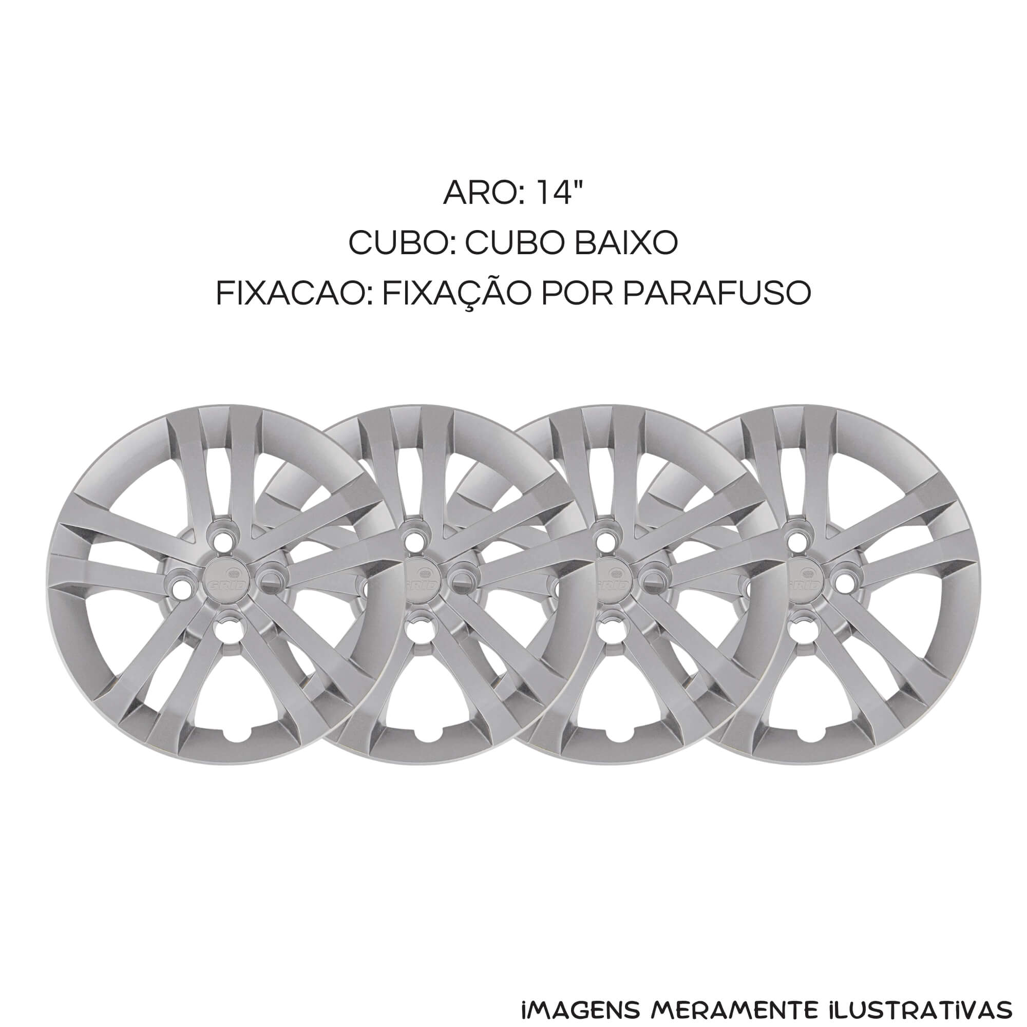 Calota Aro 14" Prata Mod Argo 2021 (Jogo c/ 4 Calotas) Grid - 294CB-PTA-E