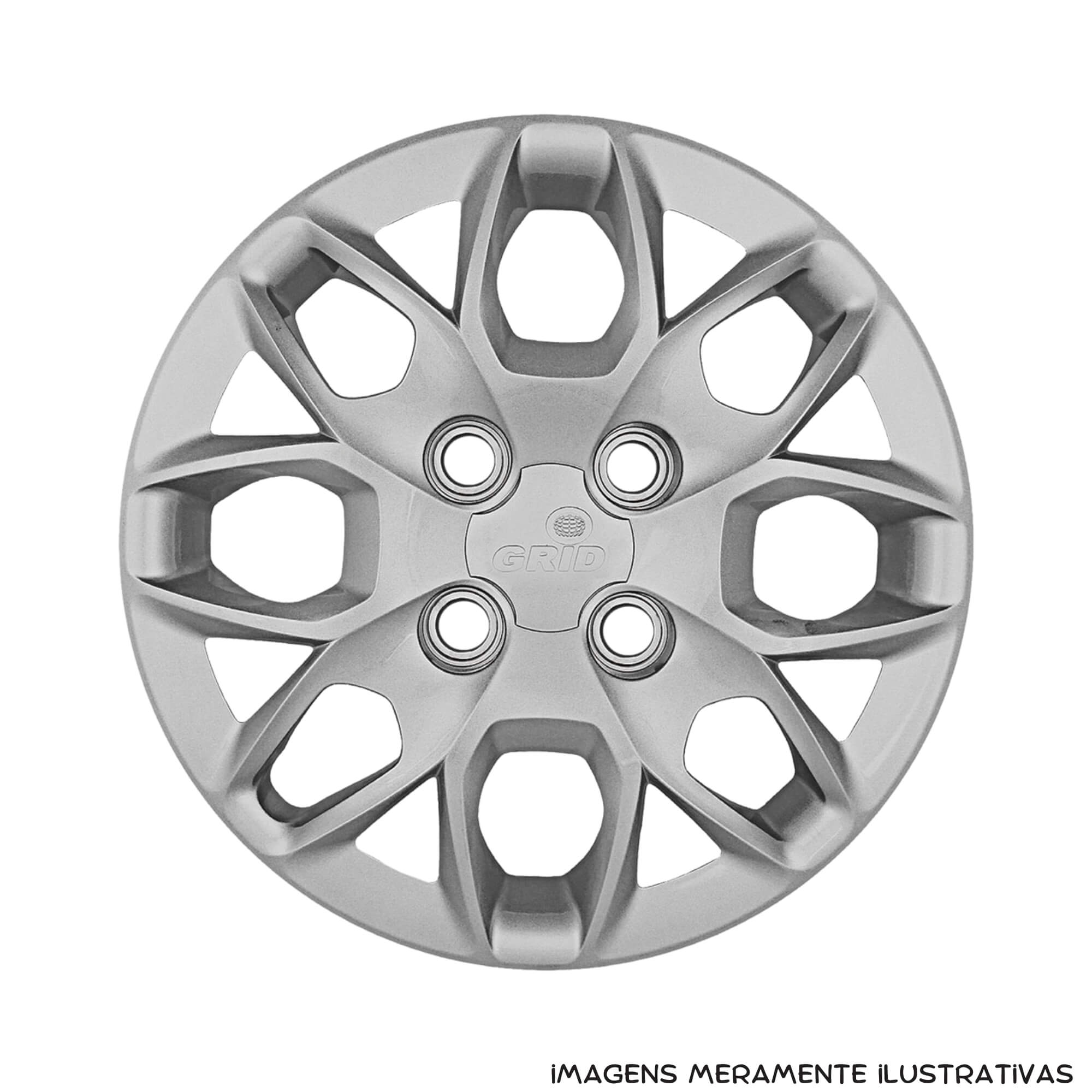 Calota Aro 14" Prata Ford Ka Hatch / Sedan 2015 / 2018 (Jogo c/ 4 Calotas) Grid - 342CB-PTA-E