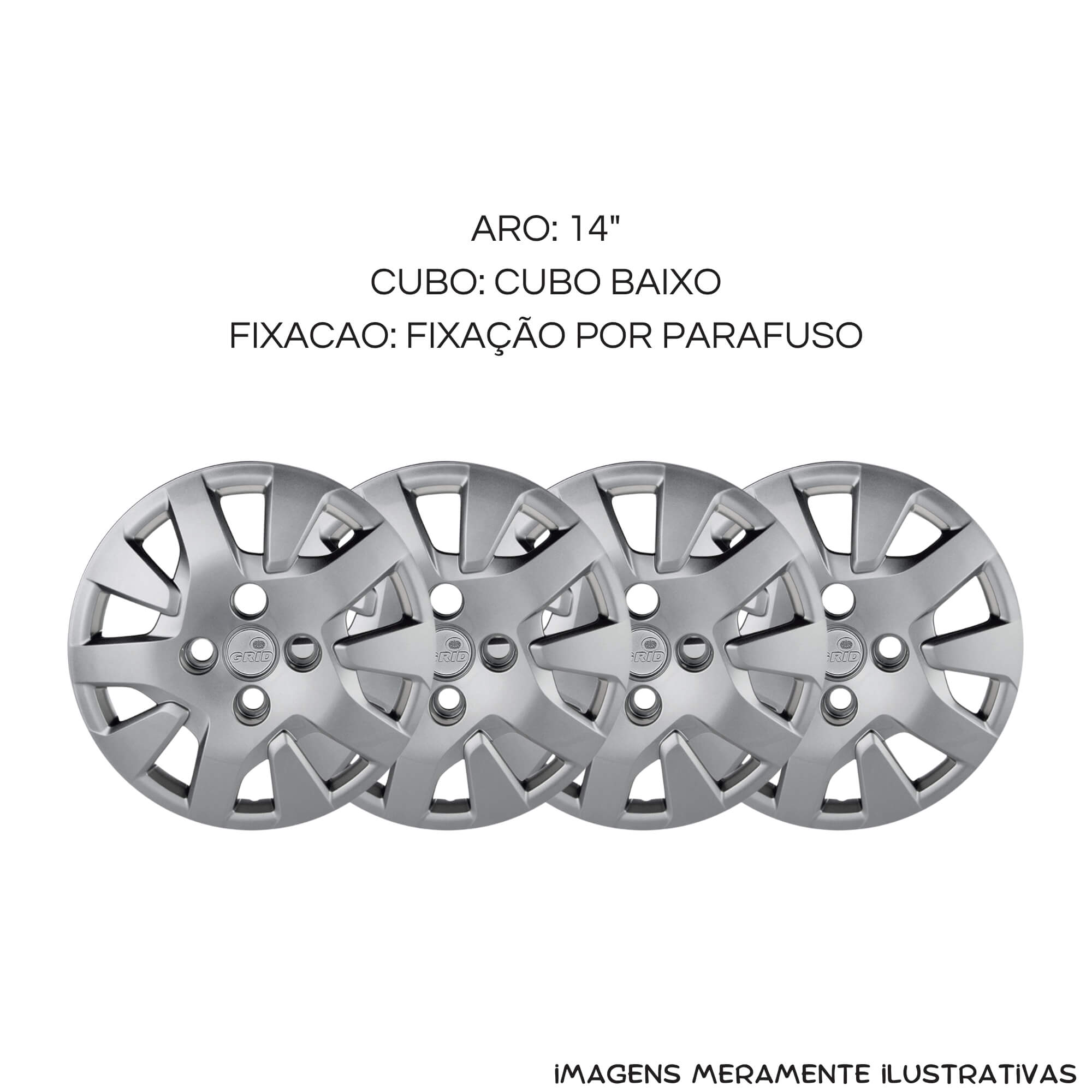 Calota 14" Prata Mod Ford Ka Hatch / Sedan 2019 / 2020 (Jogo c/ 4 Calotas) Grid - 343CB-PTA-E