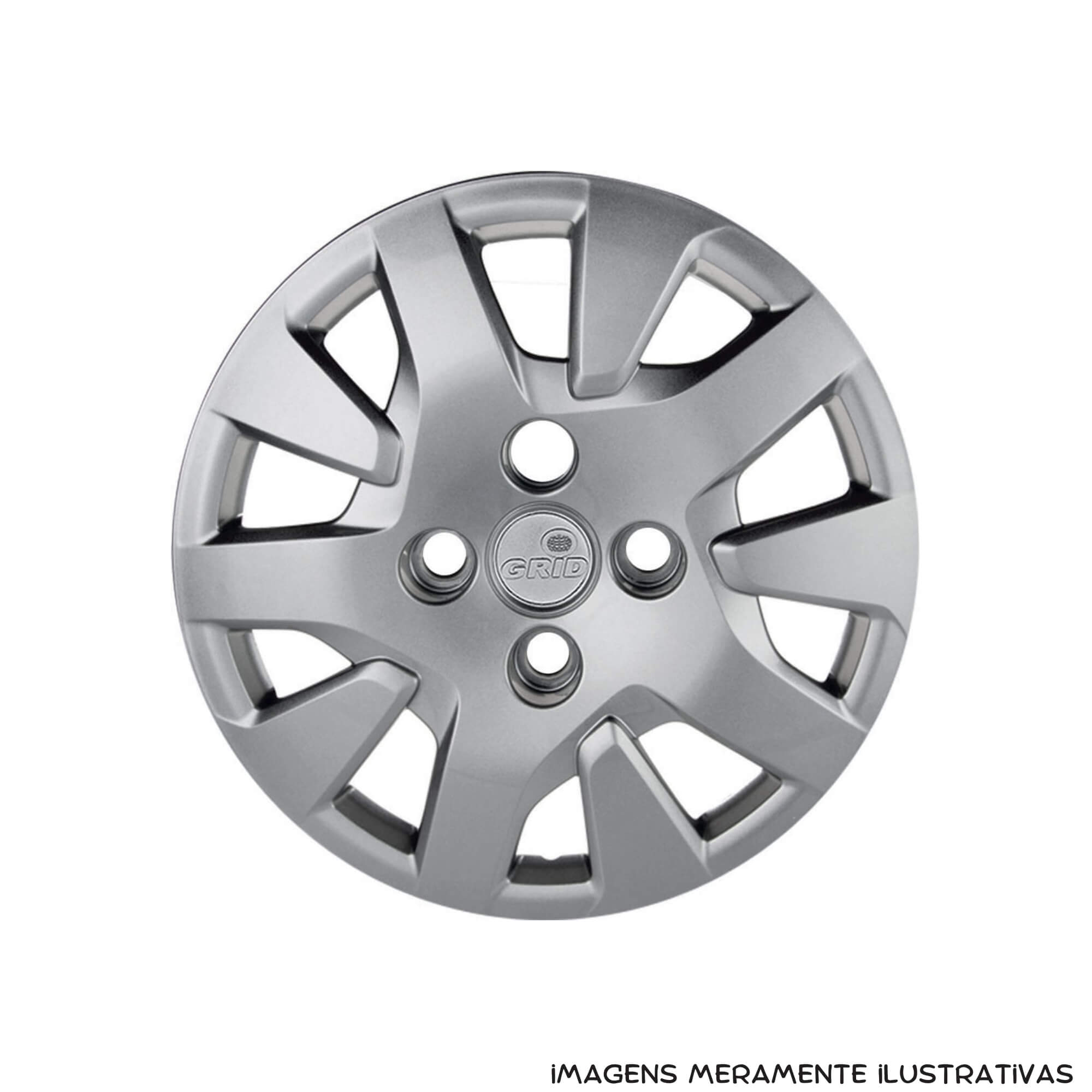 Calota 14" Prata Mod Ford Ka Hatch / Sedan 2019 / 2020 (Jogo c/ 4 Calotas) Grid - 343CB-PTA-E