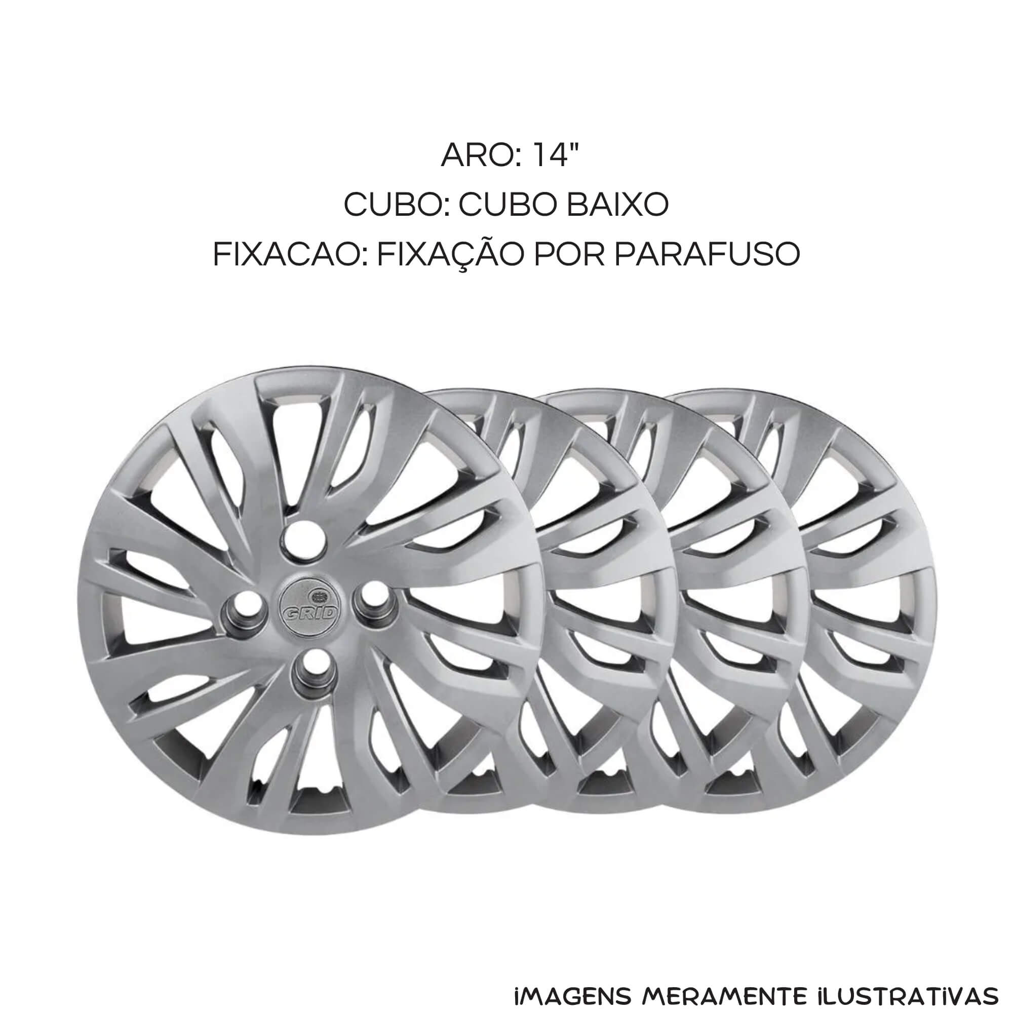 Calota 14" Prata Ford Ka Hatch/ Sedan New Fiesta 2019/20 (Jogo c/ 4 Calotas) Grid - 344CB-PTA-E