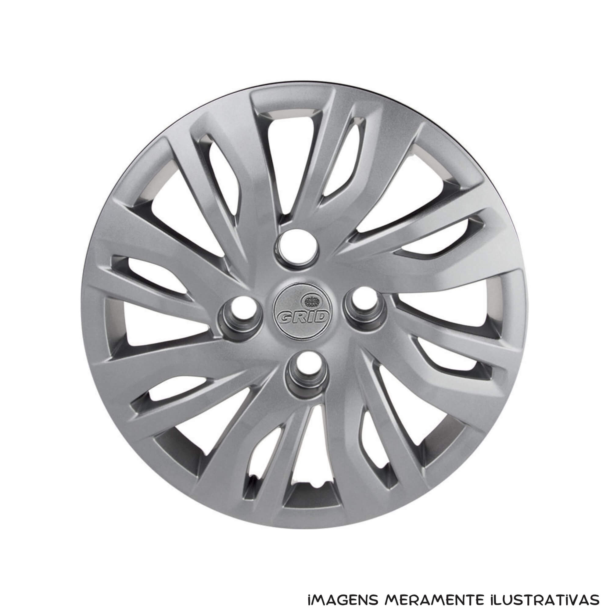 Calota 14" Prata Ford Ka Hatch/ Sedan New Fiesta 2019/20 (Jogo c/ 4 Calotas) Grid - 344CB-PTA-E