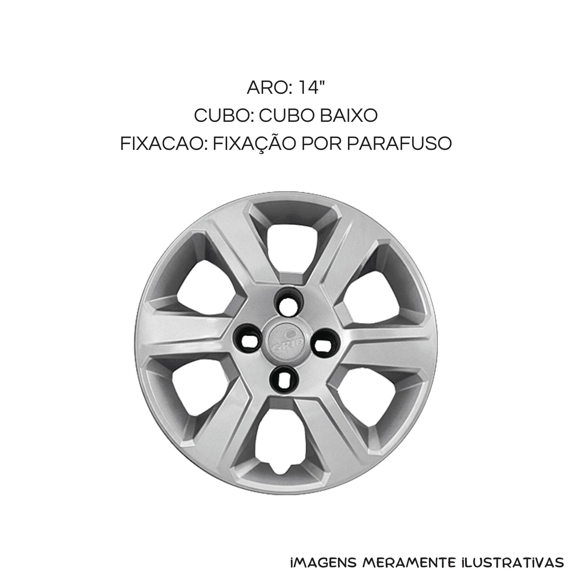 Calota Aro 14" Prata Mod Montana Chevrolet 2011 / 2020 (Jogo c/ 4 Calotas) Grid - 370CB-PTA-E