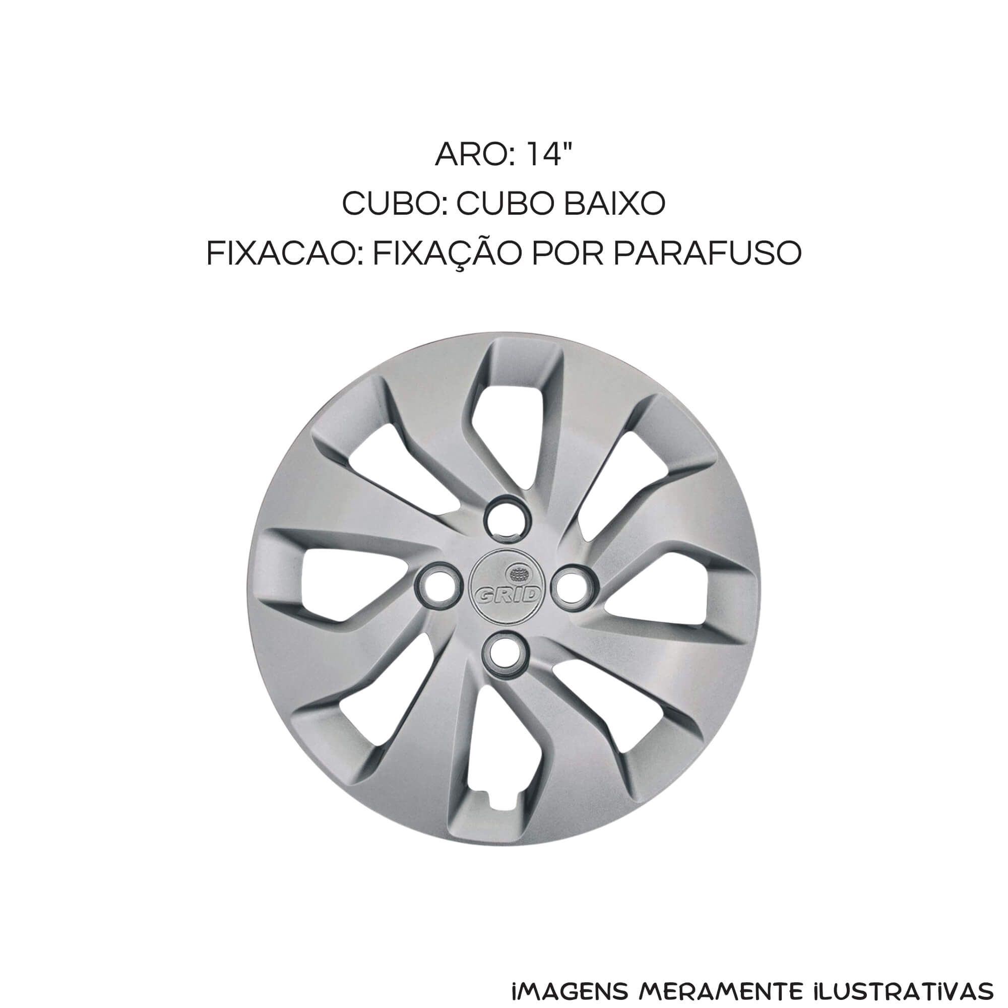 Calota Aro 14" Prata Mod Onix Prisma 2017 / 2020 (Jogo c/ 4 Calotas) Grid - 373CB-PTA-E