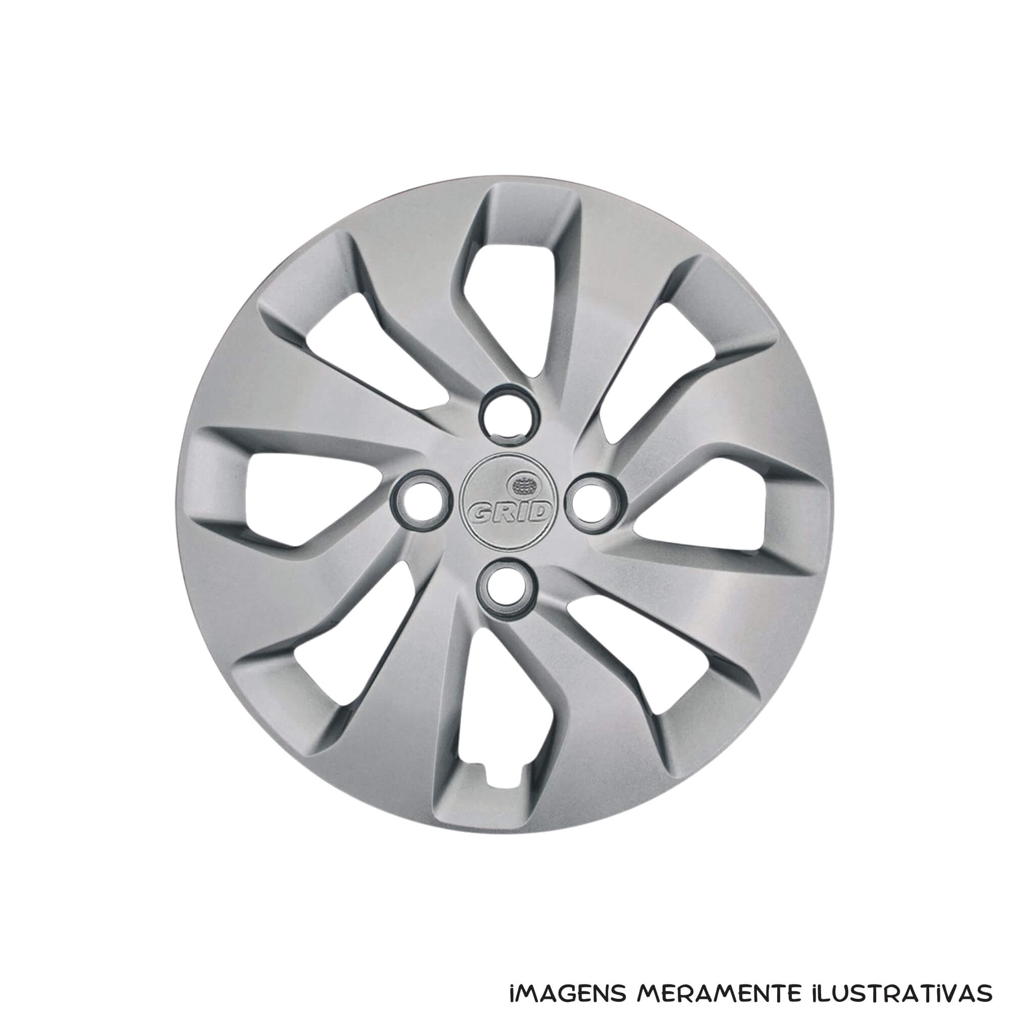 Calota Aro 14" Prata Mod Onix Prisma 2017 / 2020 (Jogo c/ 4 Calotas) Grid - 373CB-PTA-E