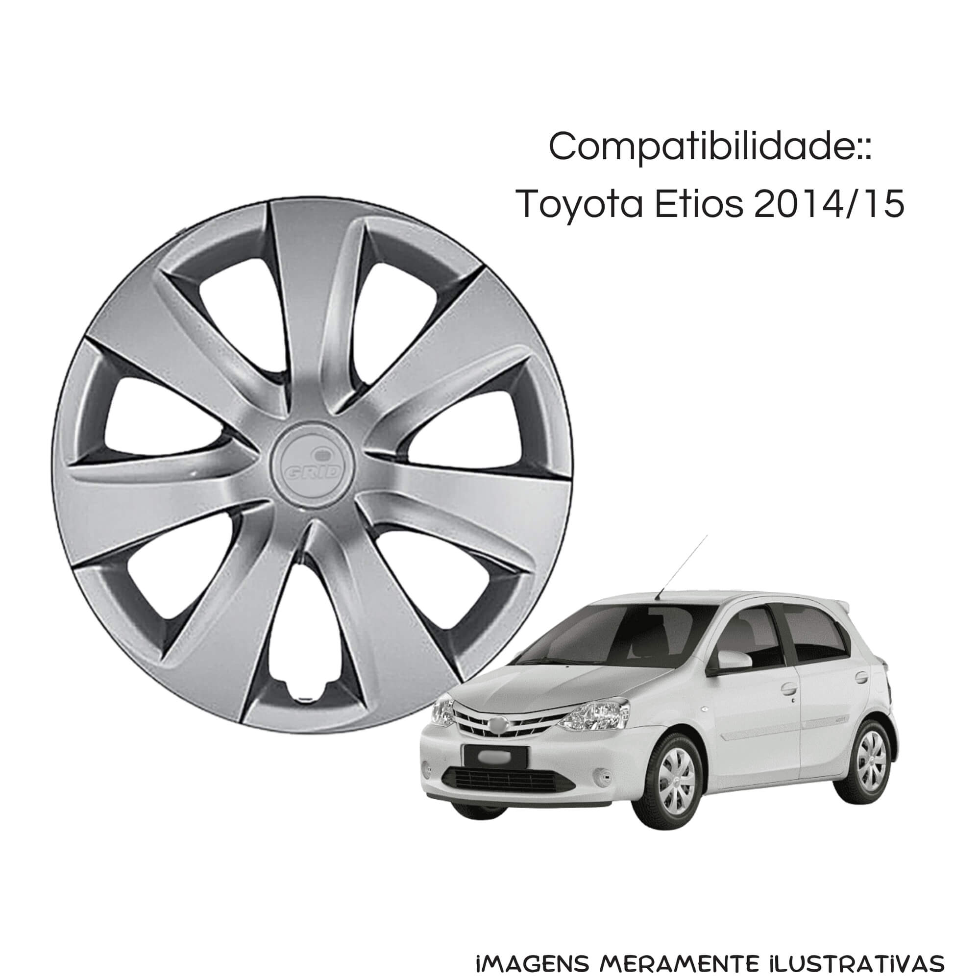 Calota Aro 14" Prata Mod Etios 2014 / 2015 (Jogo c/ 4 Calotas) Grid - 461AR-PTA-E