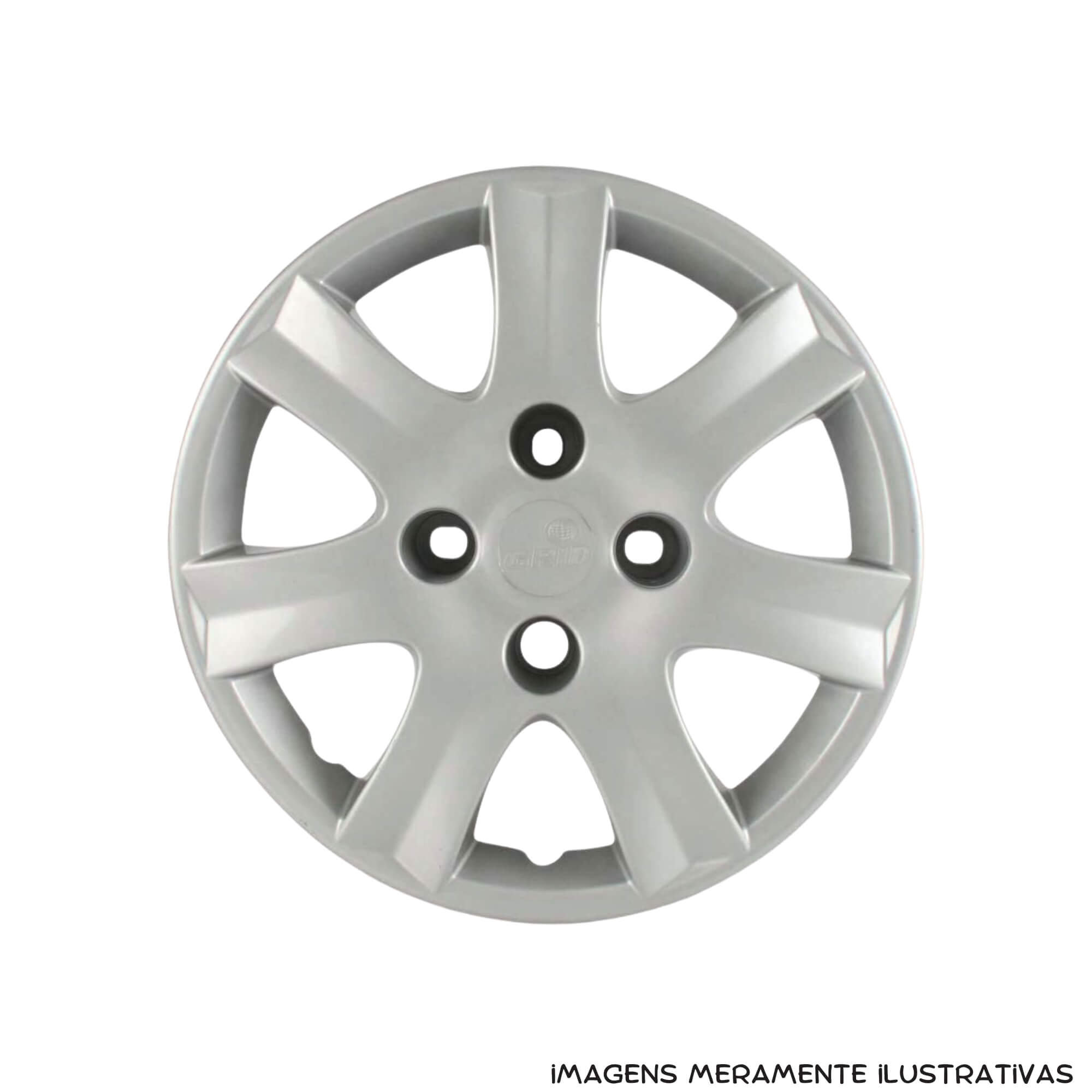 Calota Aro 14" Prata Mod Peugeot 206/207/307 2010 / 2016 (Jogo c/ 4 Calotas) Grid - 867CB-PTA-E