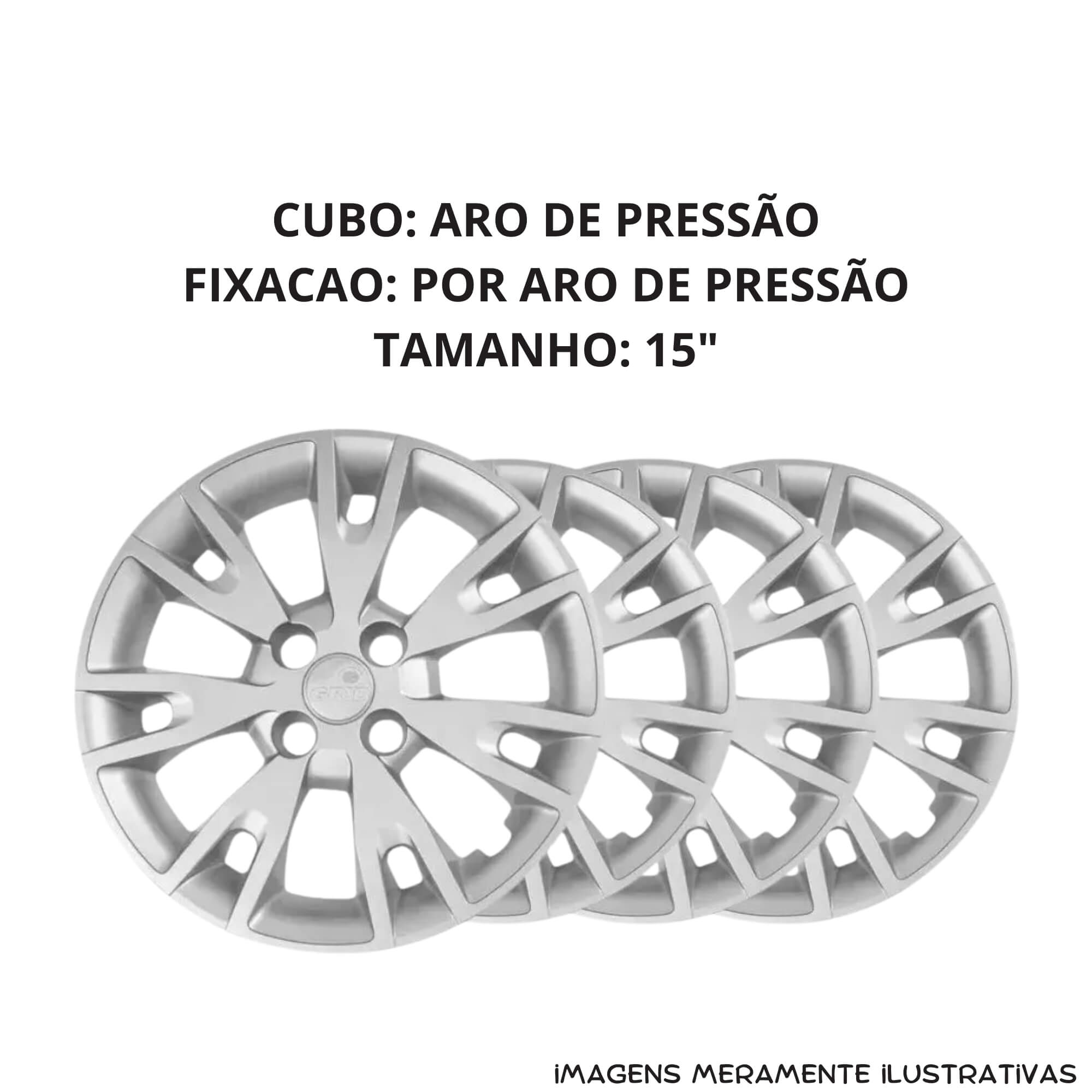 Calota Aro 15" Prata Mod Logan / Sandero a partir de 2020 (Jogo c/ 4 Calotas)  Grid - 878AR-PTA-E