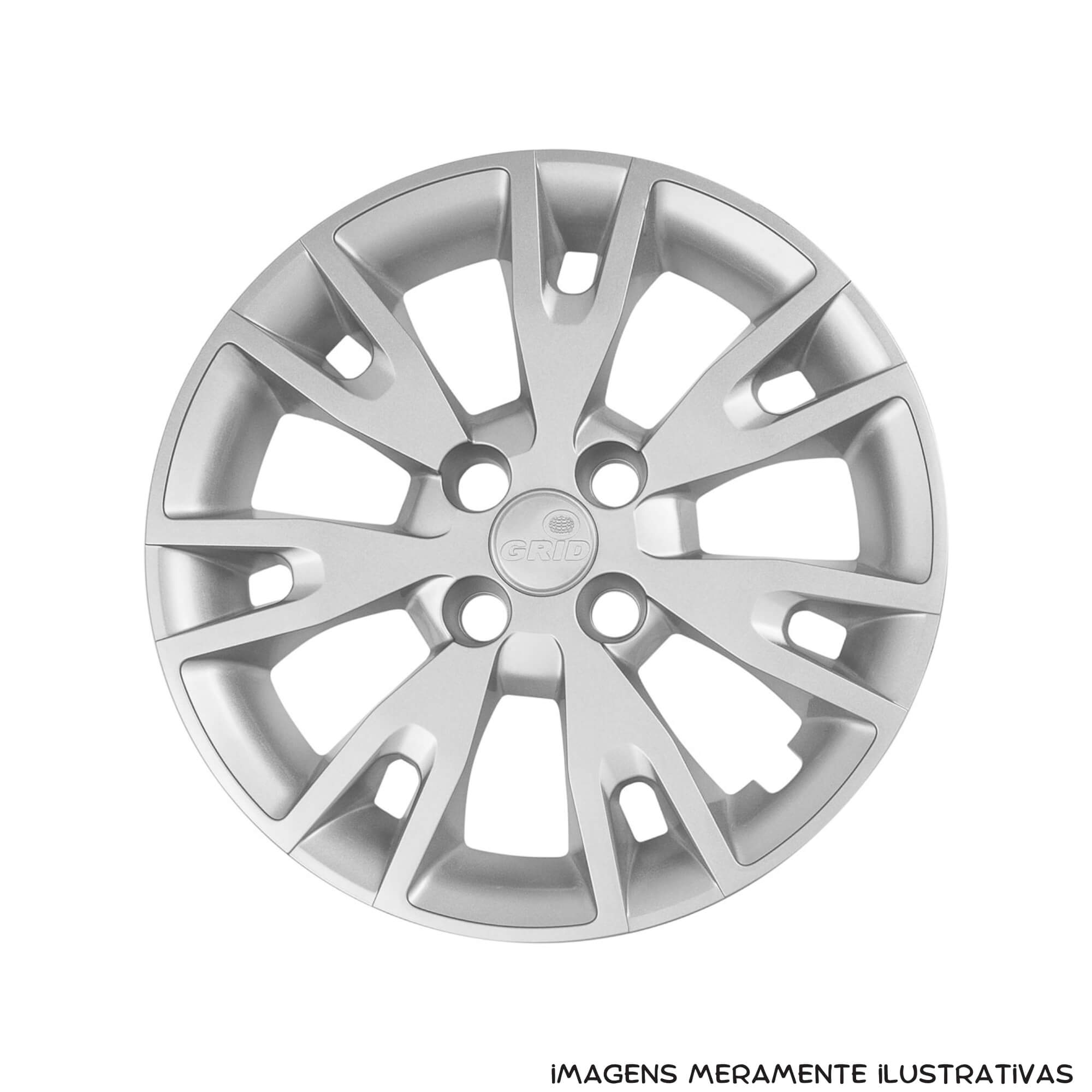 Calota Aro 15" Prata Mod Logan / Sandero a partir de 2020 (Jogo c/ 4 Calotas)  Grid - 878AR-PTA-E