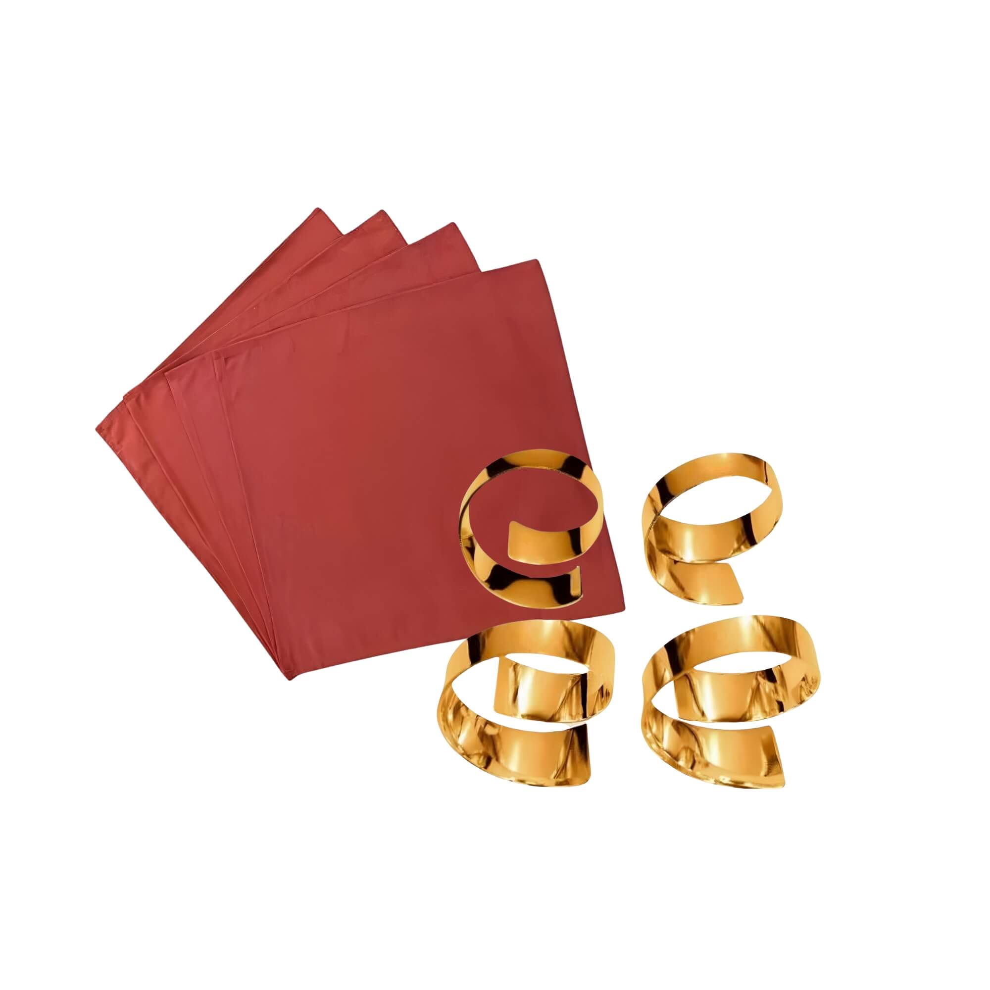 COMP Kit Conjunto 4 Argolas de Metal p/ Guardanapo + Jogo de Guardanapos L'Hermitage 4 peças Brinox