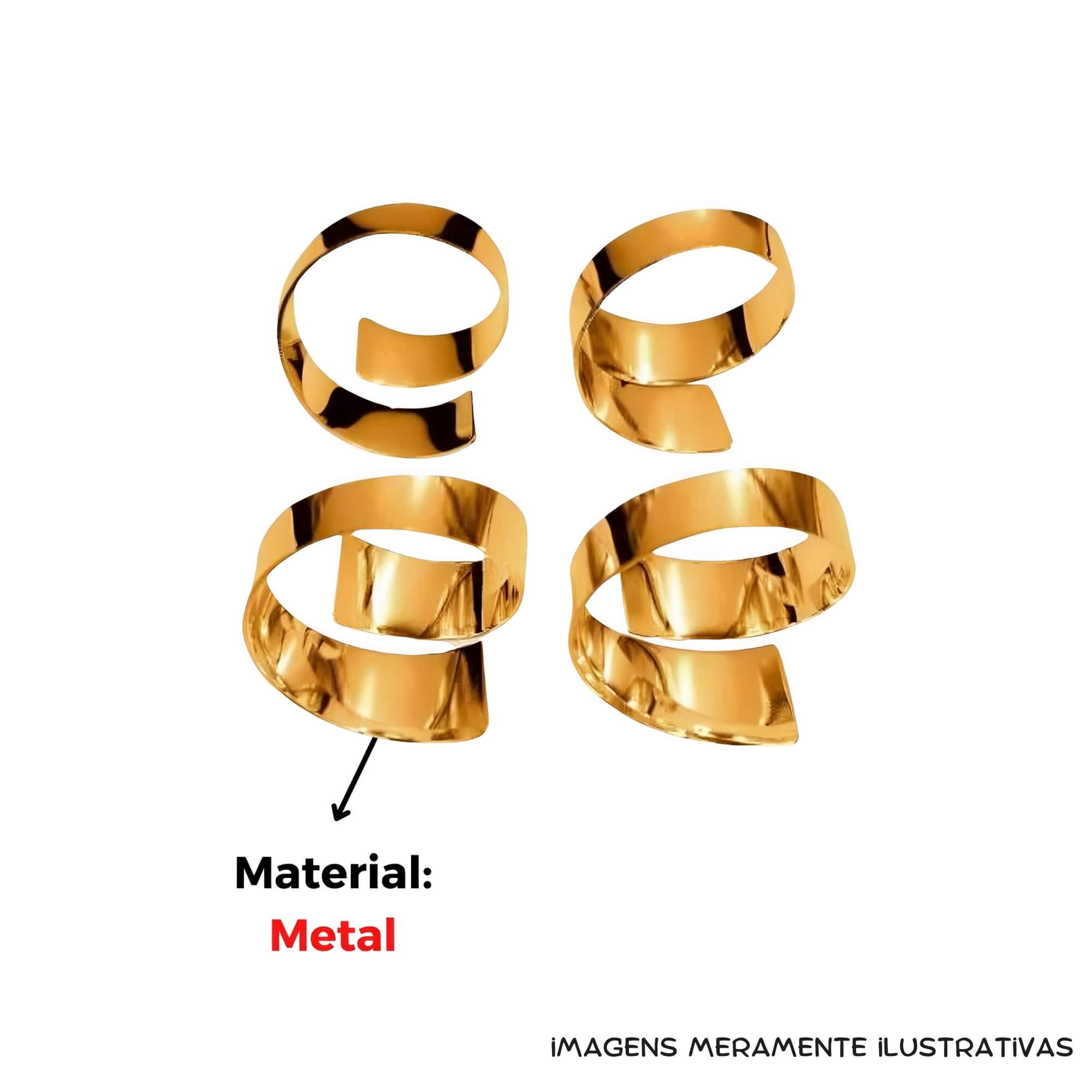COMP Kit Conjunto 4 Argolas de Metal p/ Guardanapo + Jogo de Guardanapos L'Hermitage 4 peças Brinox