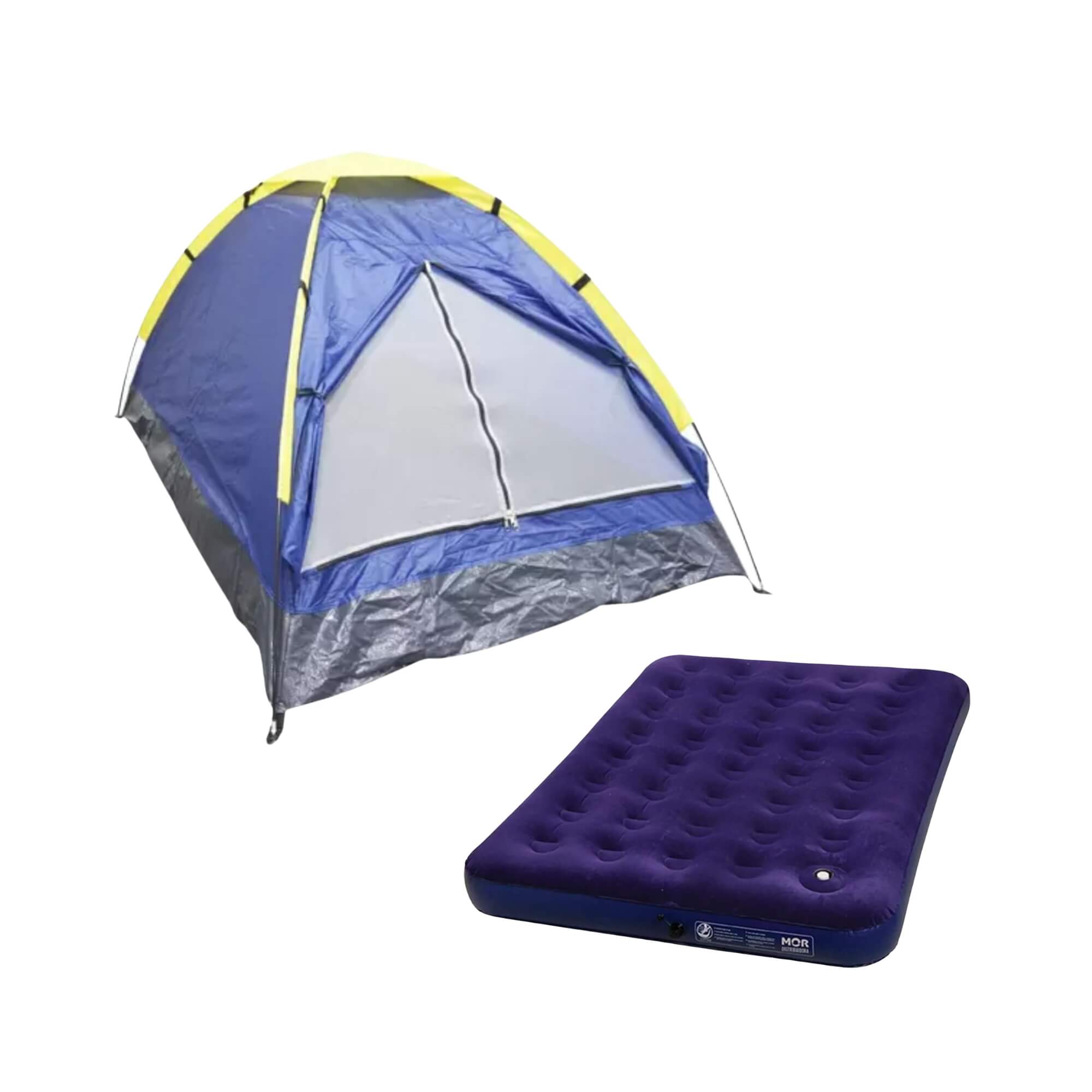 COMP Kit Barraca Camping Iglu p/ 2 Pessoas + Colchão Inflável Casal c/ Inflador tipo Fole