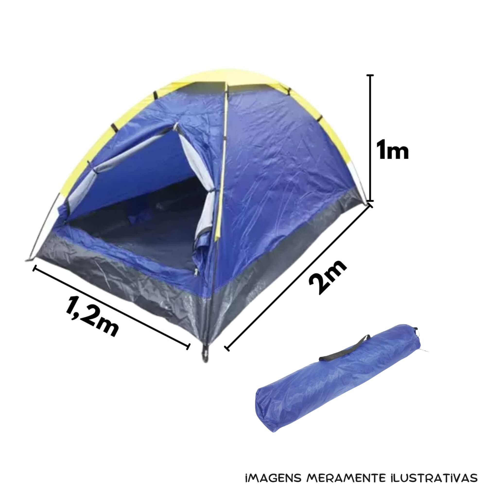 COMP Kit Barraca Camping Iglu p/ 2 Pessoas + Colchão Inflável Casal c/ Inflador tipo Fole