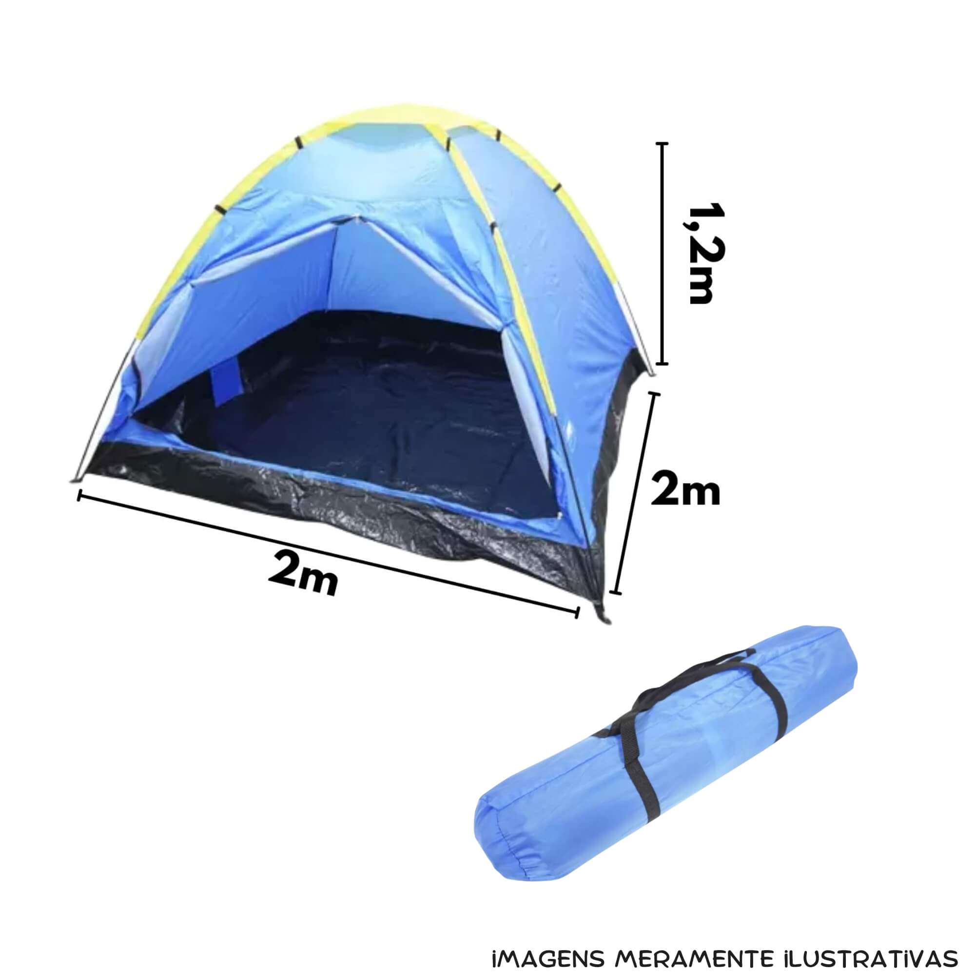 COMP Kit Barraca Camping Iglu 4 Pessoas + Colchão de Casal Inflável c/ Inflador Fole