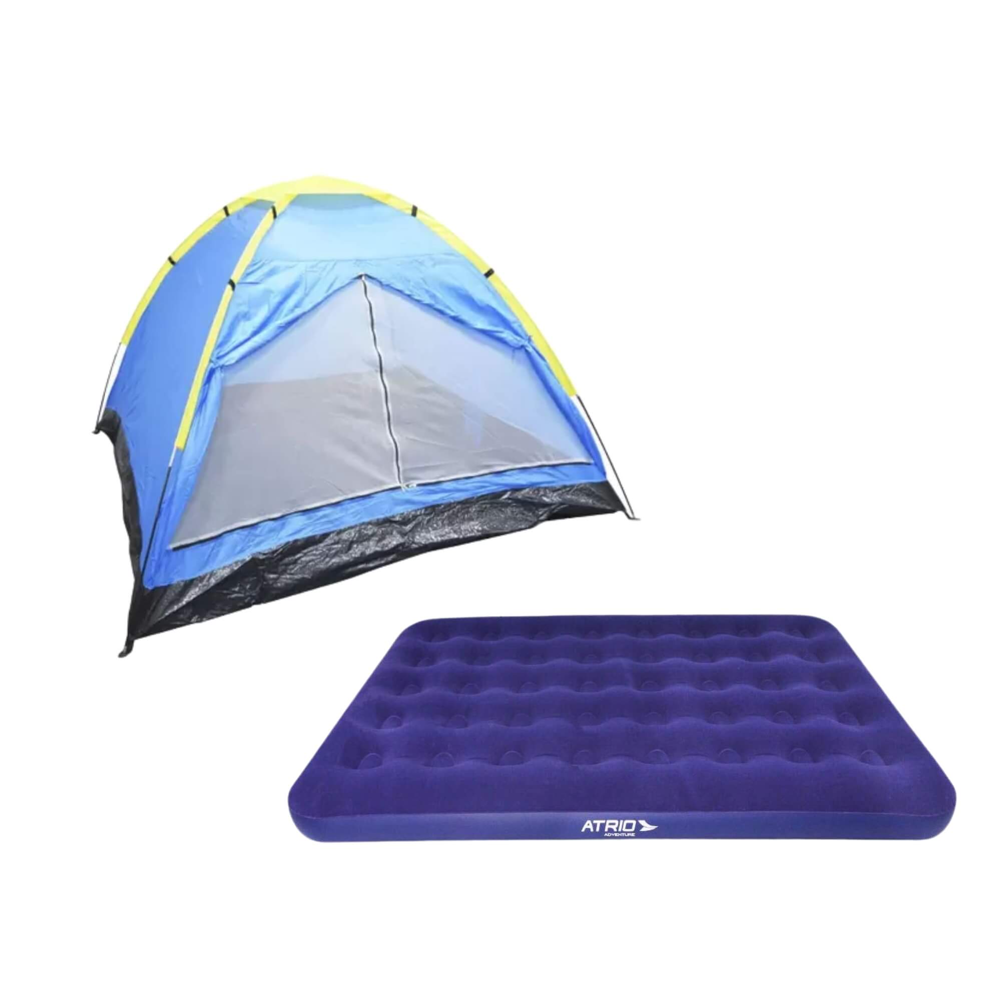 COMP Kit Barraca Camping Acampamento Praia até 4 pessoas + Colchão Inflável Casal até 200 kg