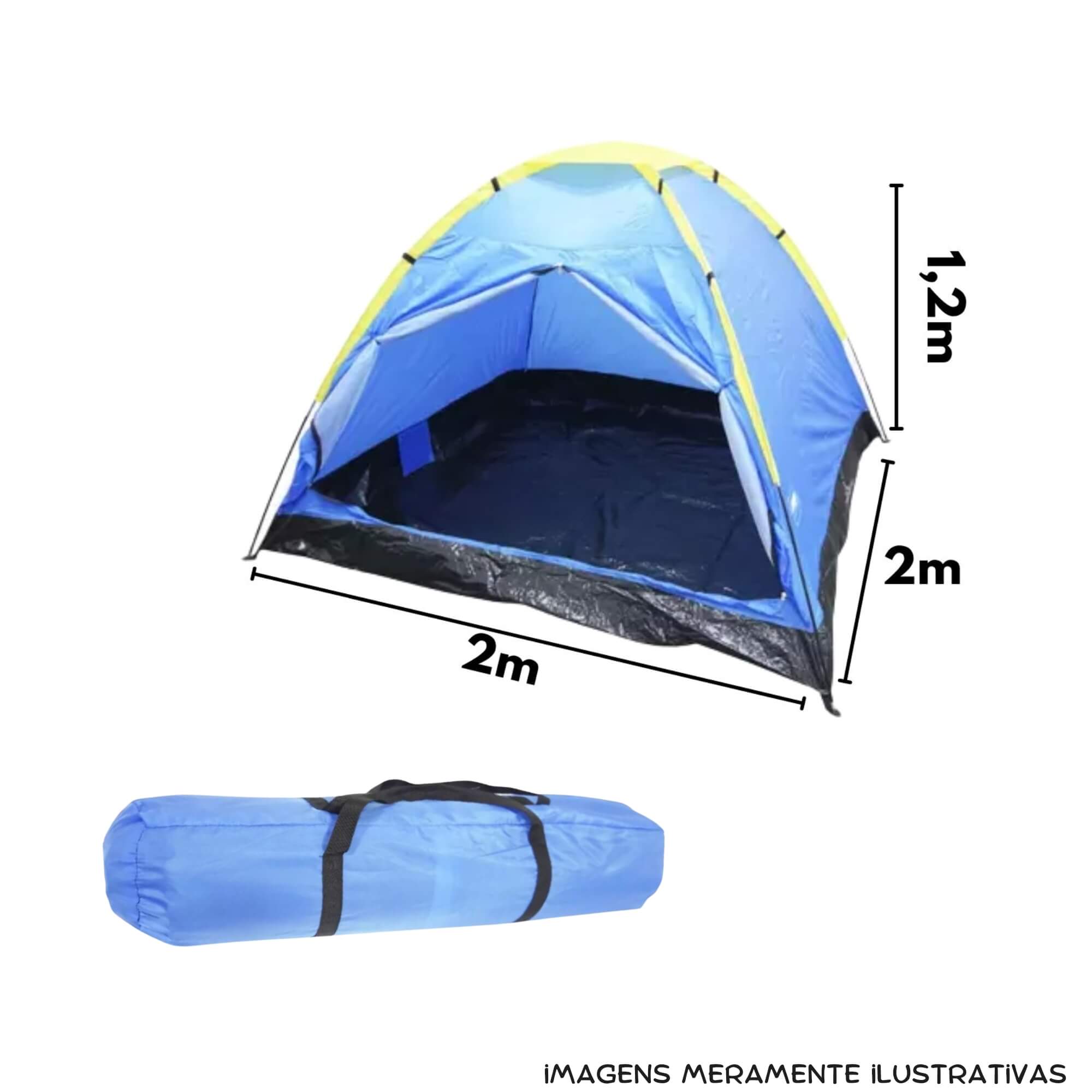 COMP Kit Barraca Camping Acampamento Praia até 4 pessoas + Colchão Inflável Casal até 200 kg