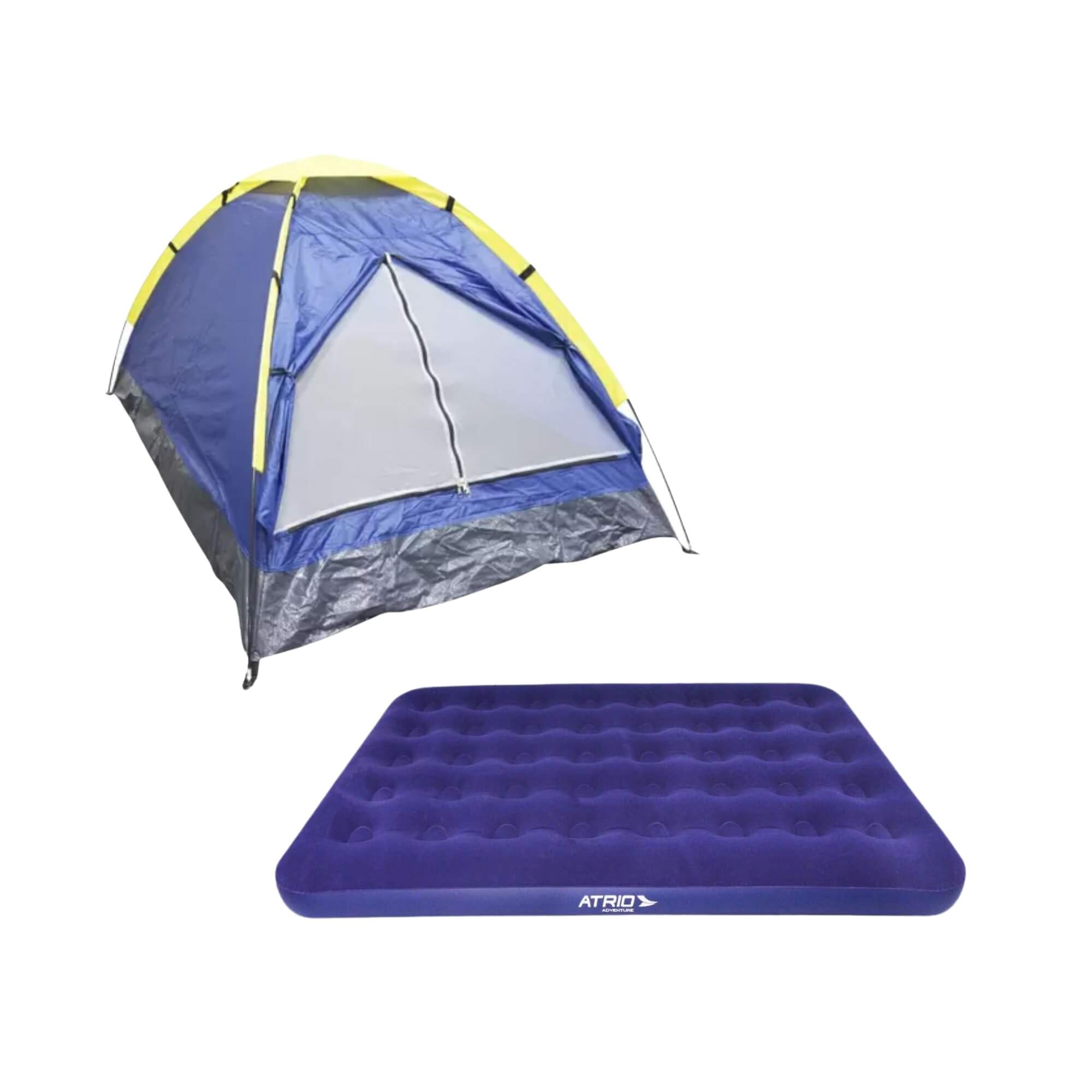 COMP Kit Barraca Camping Acampamento Praia até 2 Pessoas + Colchão Inflável Casal até 200 kg