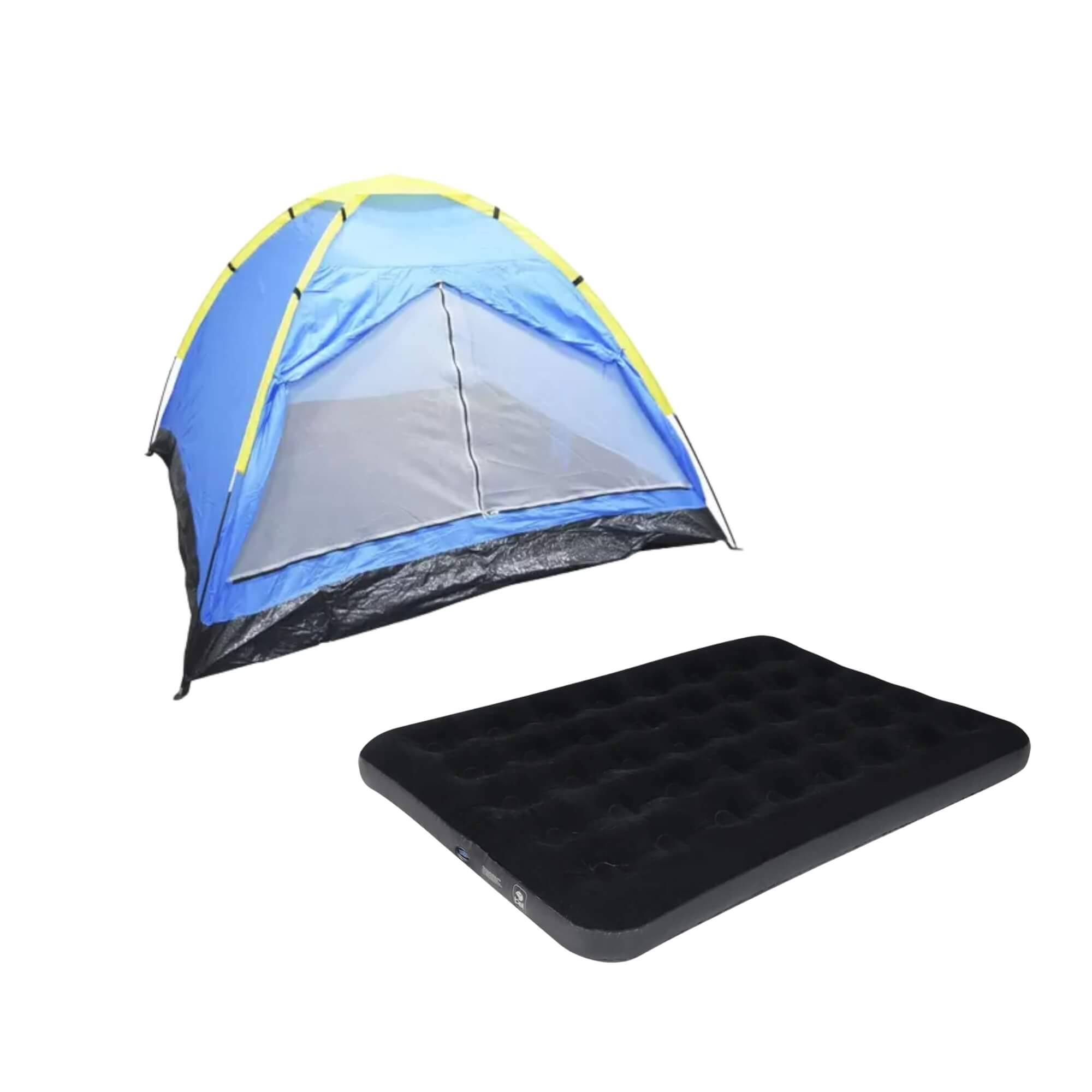COMP Kit Barraca Camping Acampamento Praia 4 pessoas + Colchão Inflável Casal Comfort até 300Kg