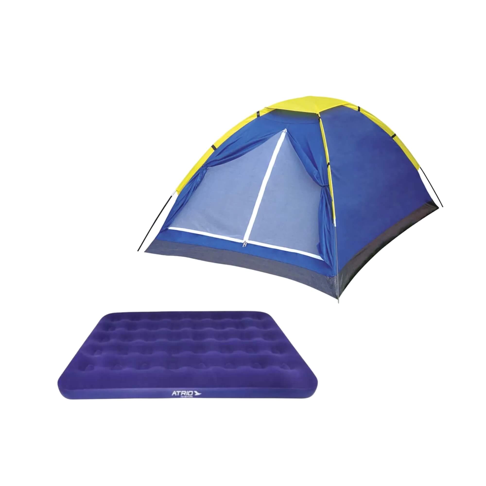 COMP Kit Barraca Iglu Camping Acampamento 3 Pessoas + Colchão Inflável Casal até 200kg