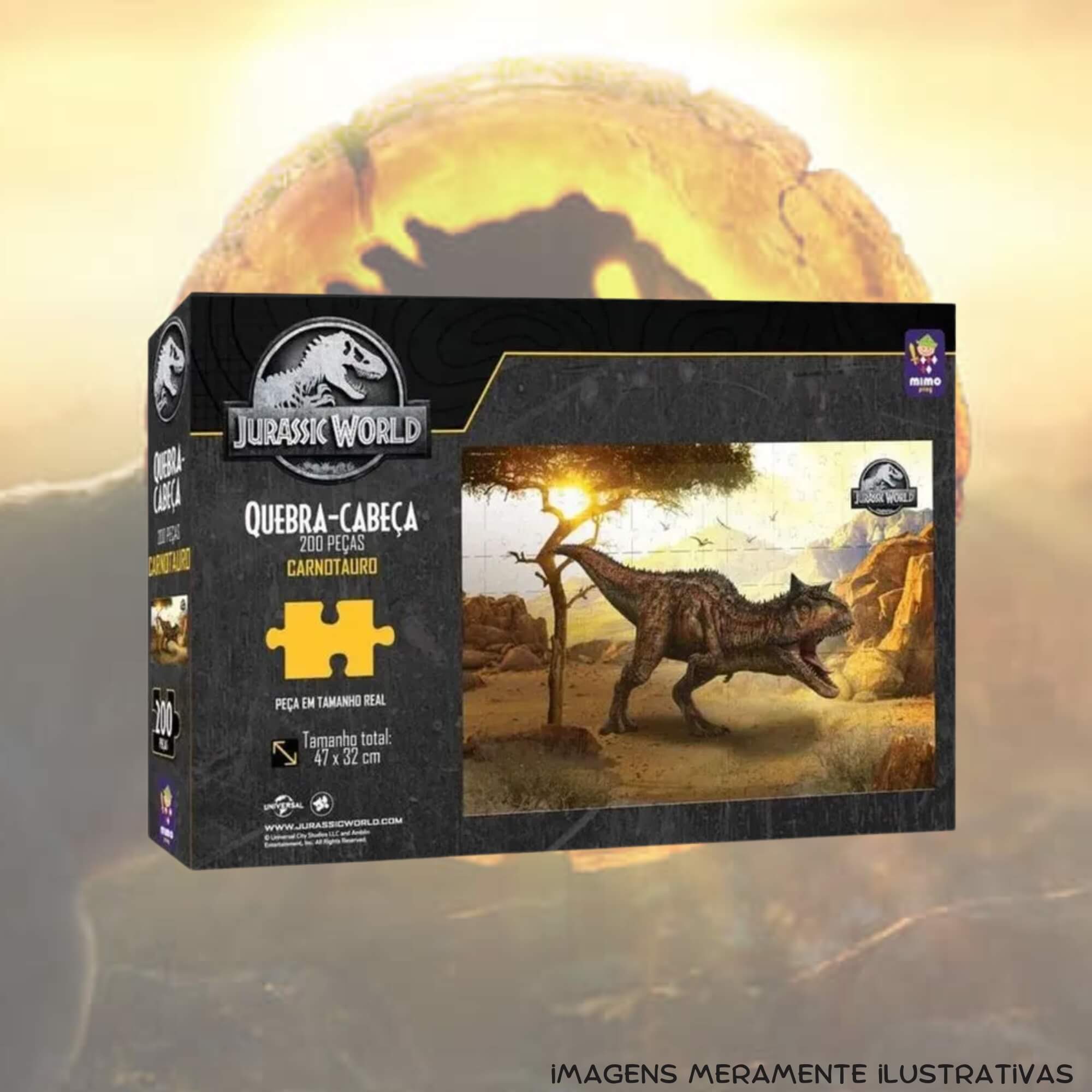 Quebra-Cabeça Puzzle 200 Peças Carnotauro Jurassic World Mimo Toys - 2063