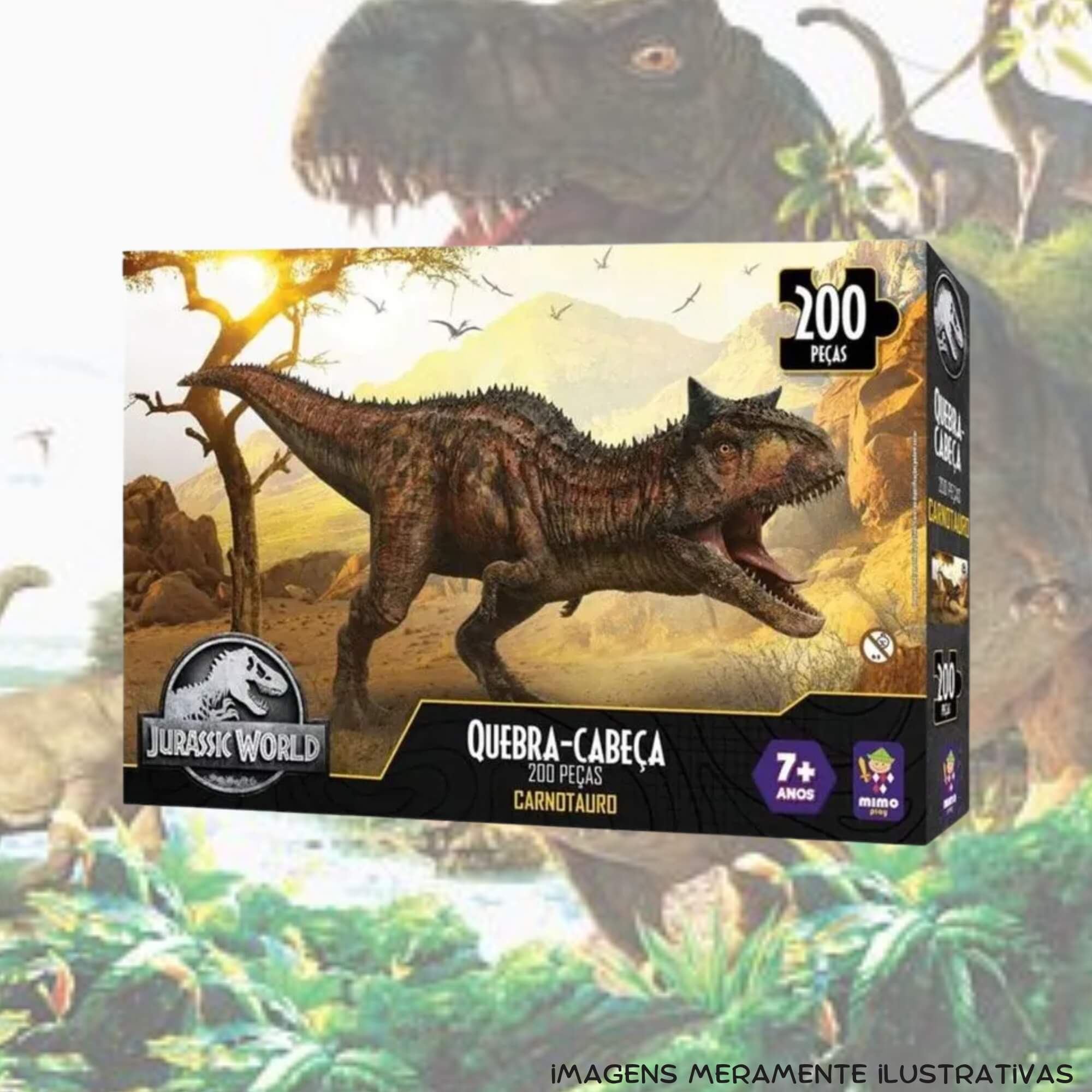Quebra-Cabeça Puzzle 200 Peças Carnotauro Jurassic World Mimo Toys - 2063