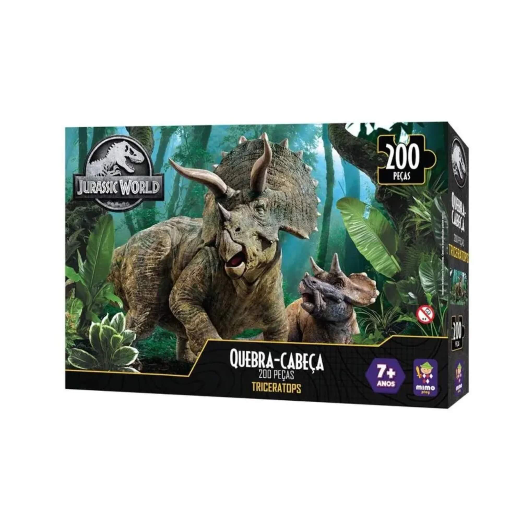 Quebra-Cabeça Puzzle 200 Peças Triceratops Jurassic World Mimo Toys - 2064