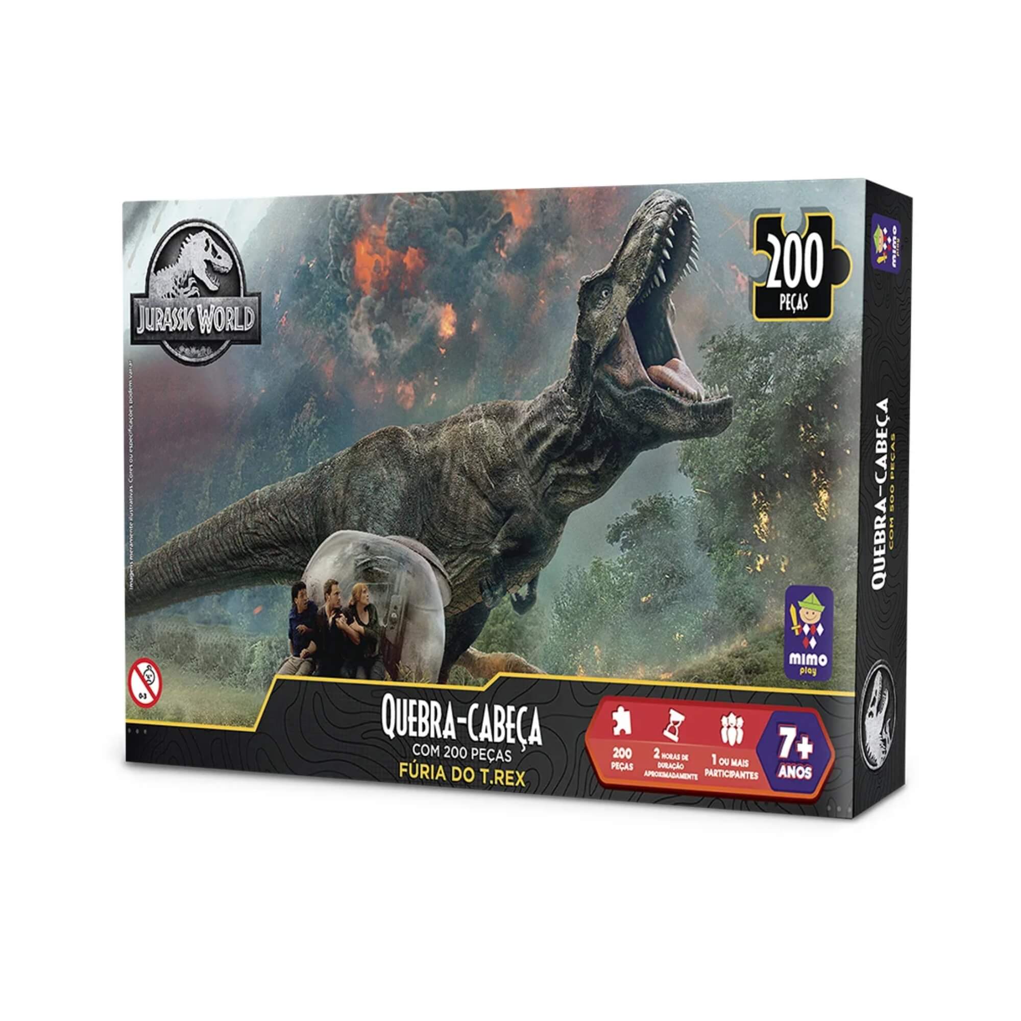 Quebra-Cabeça Puzzle 200 Peças Fúria do T Rex Jurassic World Mimo Toys - 2067