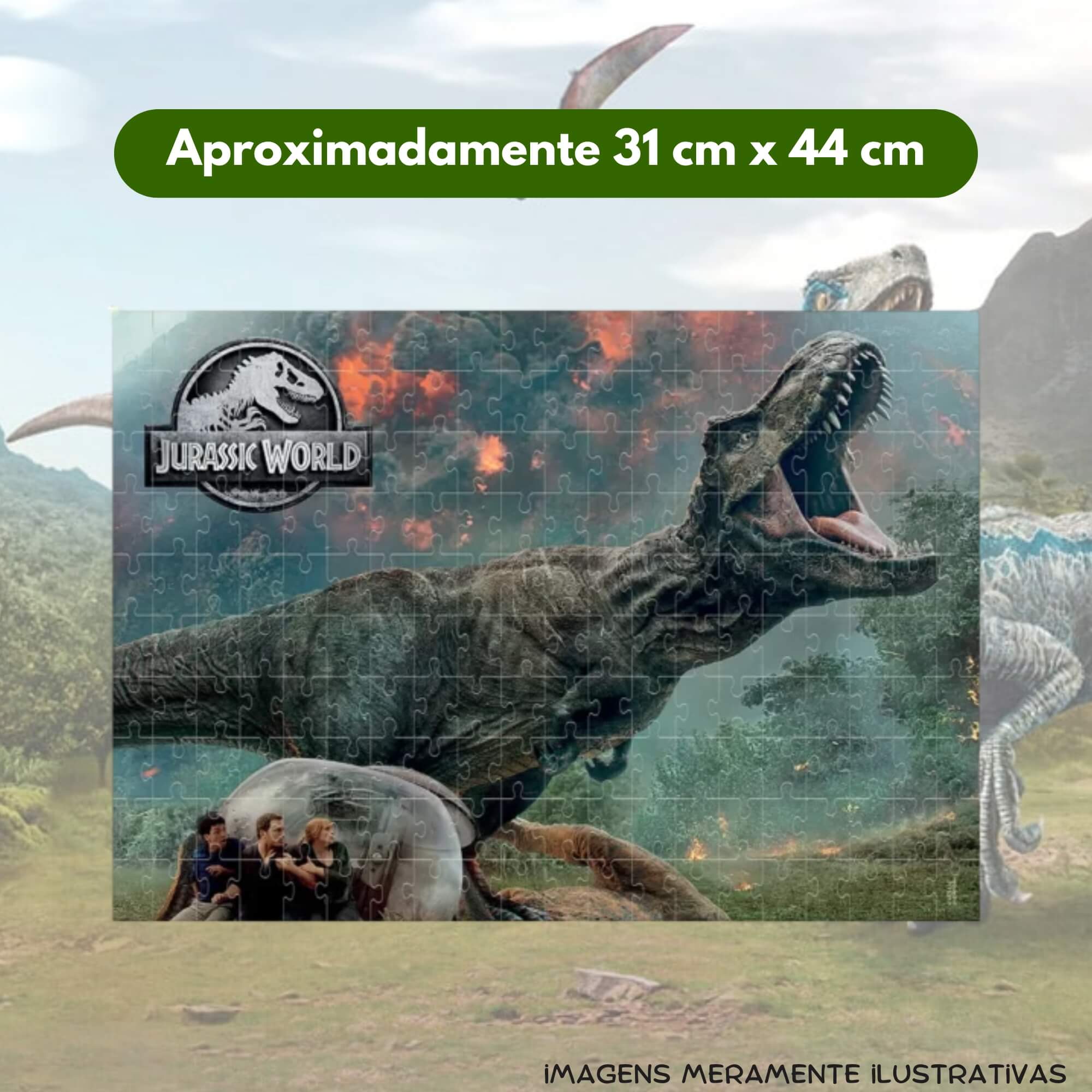 Quebra-Cabeça Puzzle 200 Peças Fúria do T Rex Jurassic World Mimo Toys - 2067
