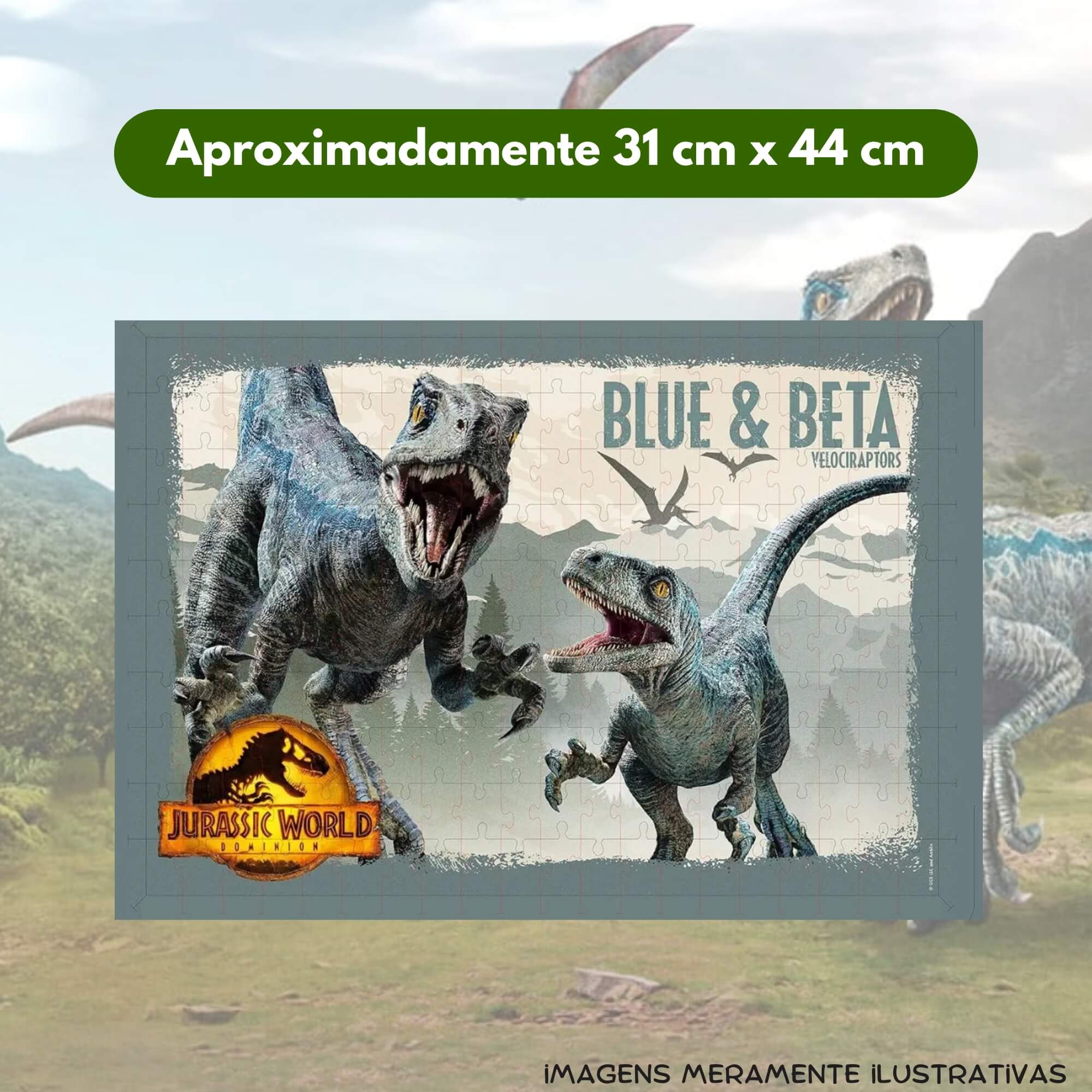 Quebra-Cabeça Puzzle 200 Peças Blue e Beta Jurassic World Mimo Toys - 2089