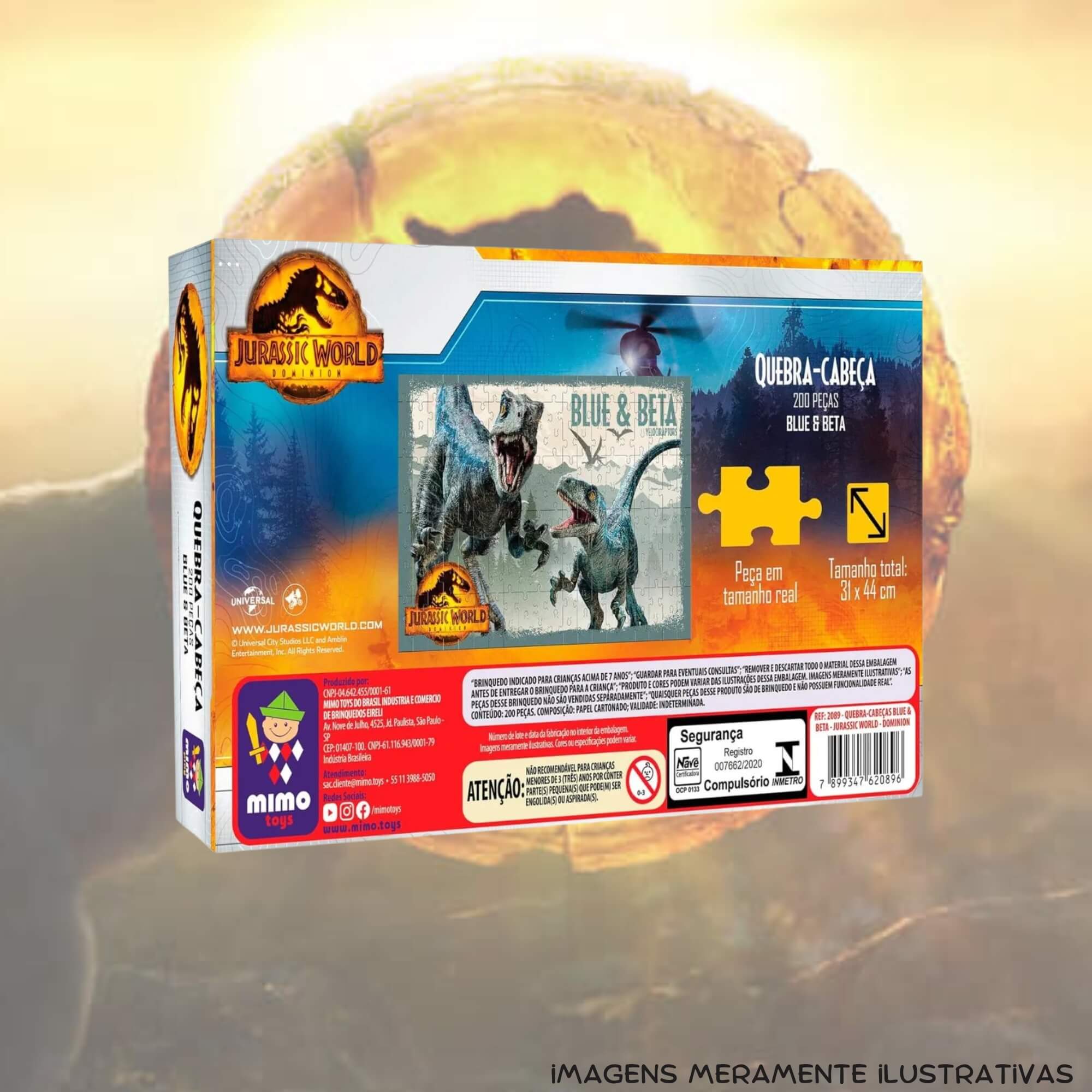 Quebra-Cabeça Puzzle 200 Peças Blue e Beta Jurassic World Mimo Toys - 2089