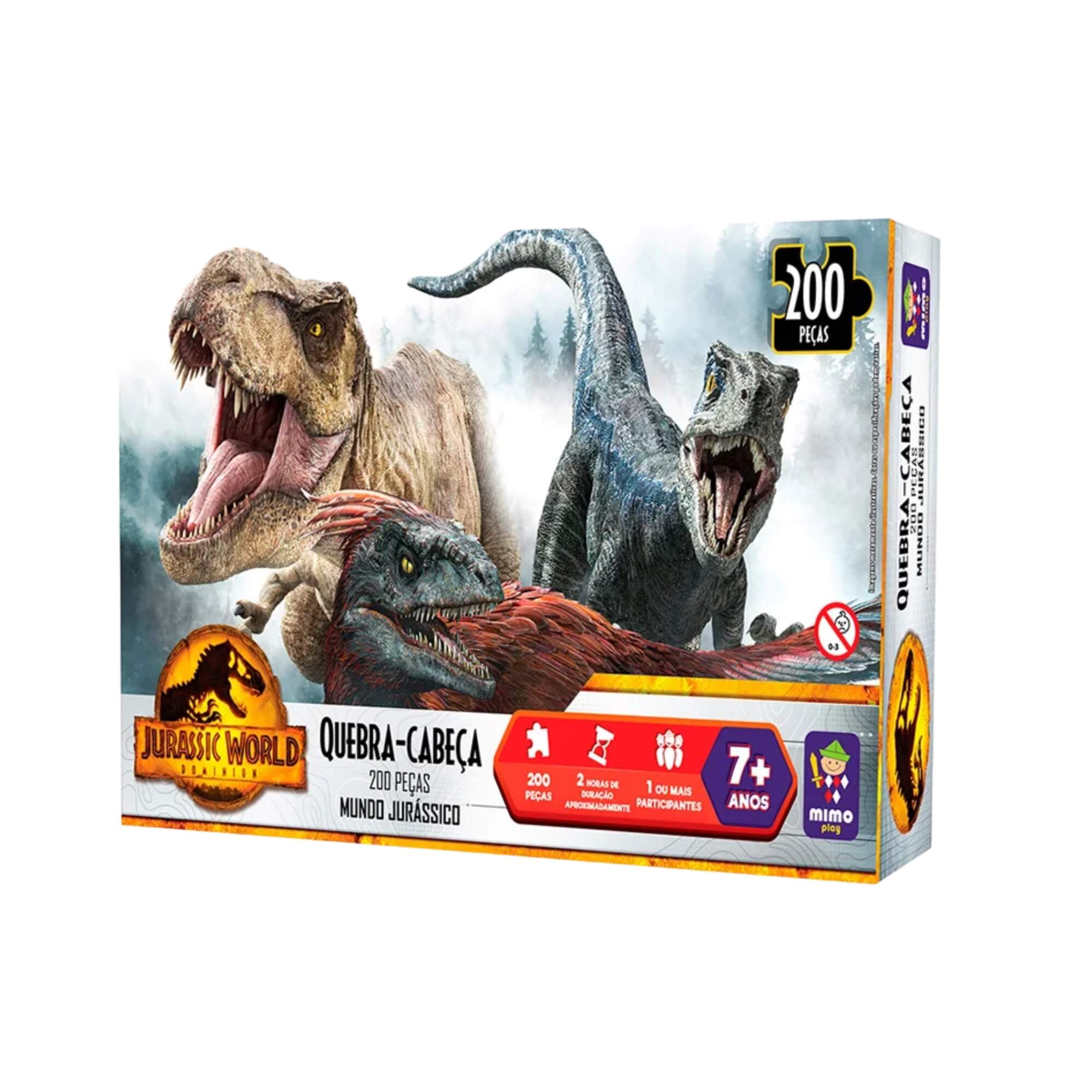 Quebra-Cabeça Puzzle 200 Peças Mundo Jurássico Jurassic World Mimo Toys - 2090