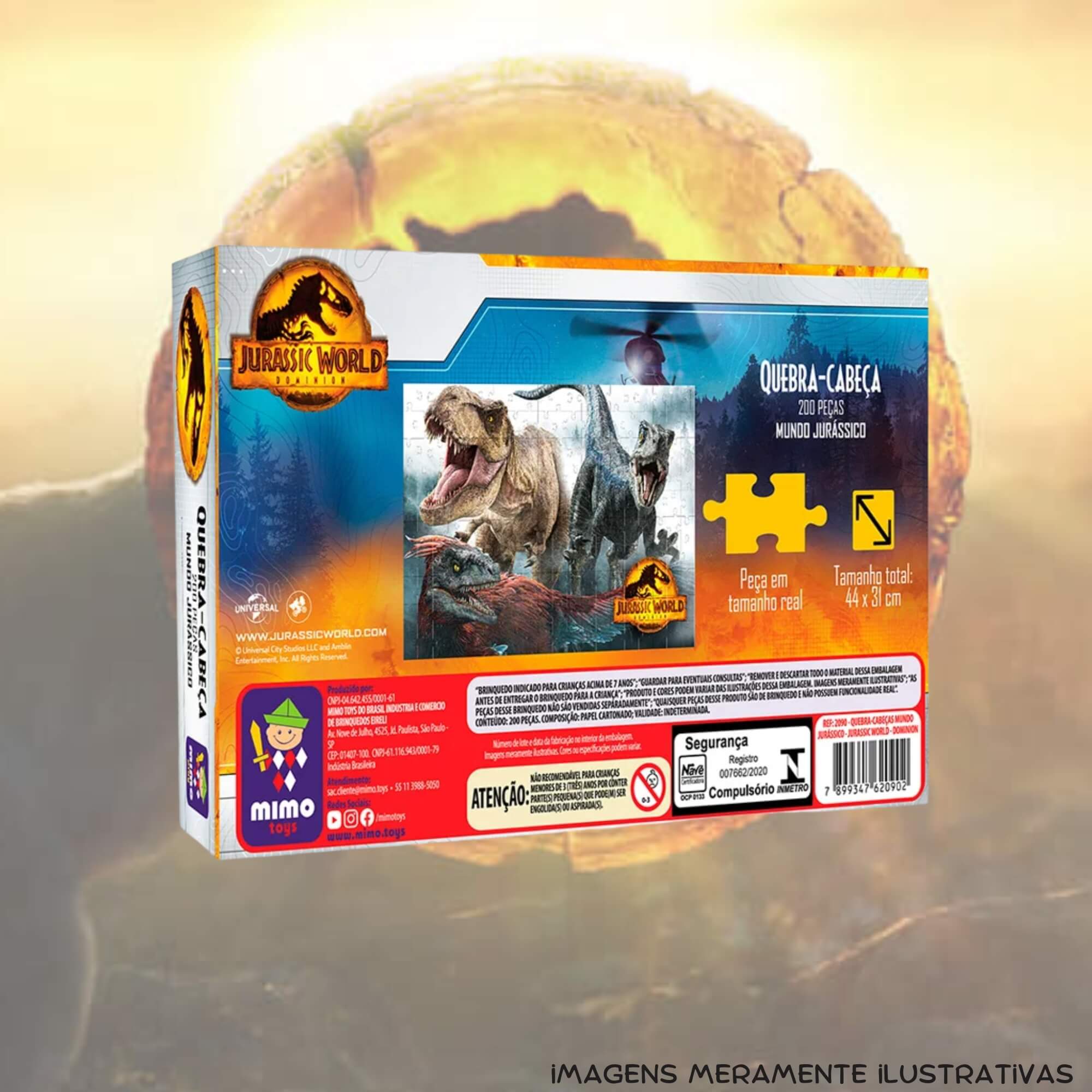 Quebra-Cabeça Puzzle 200 Peças Mundo Jurássico Jurassic World Mimo Toys - 2090