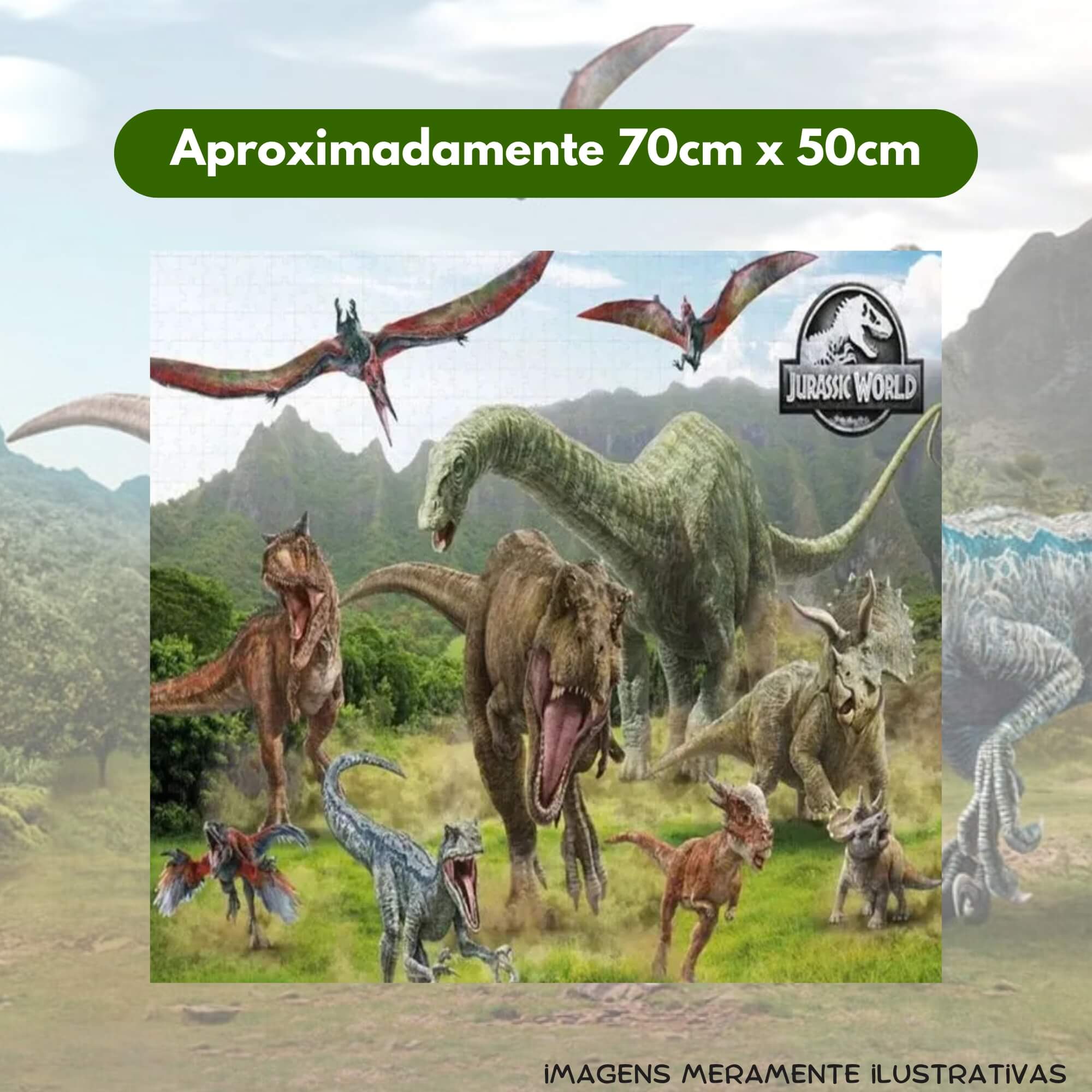 Quebra-Cabeça Puzzle 1000 Peças Era Jurássica Jurassic World Mimo Toys - 2092