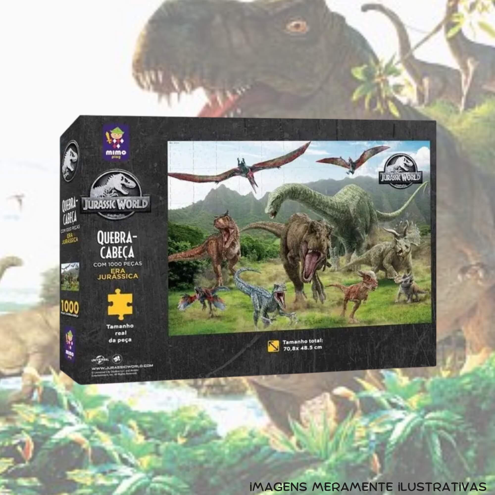 Quebra-Cabeça Puzzle 1000 Peças Era Jurássica Jurassic World Mimo Toys - 2092