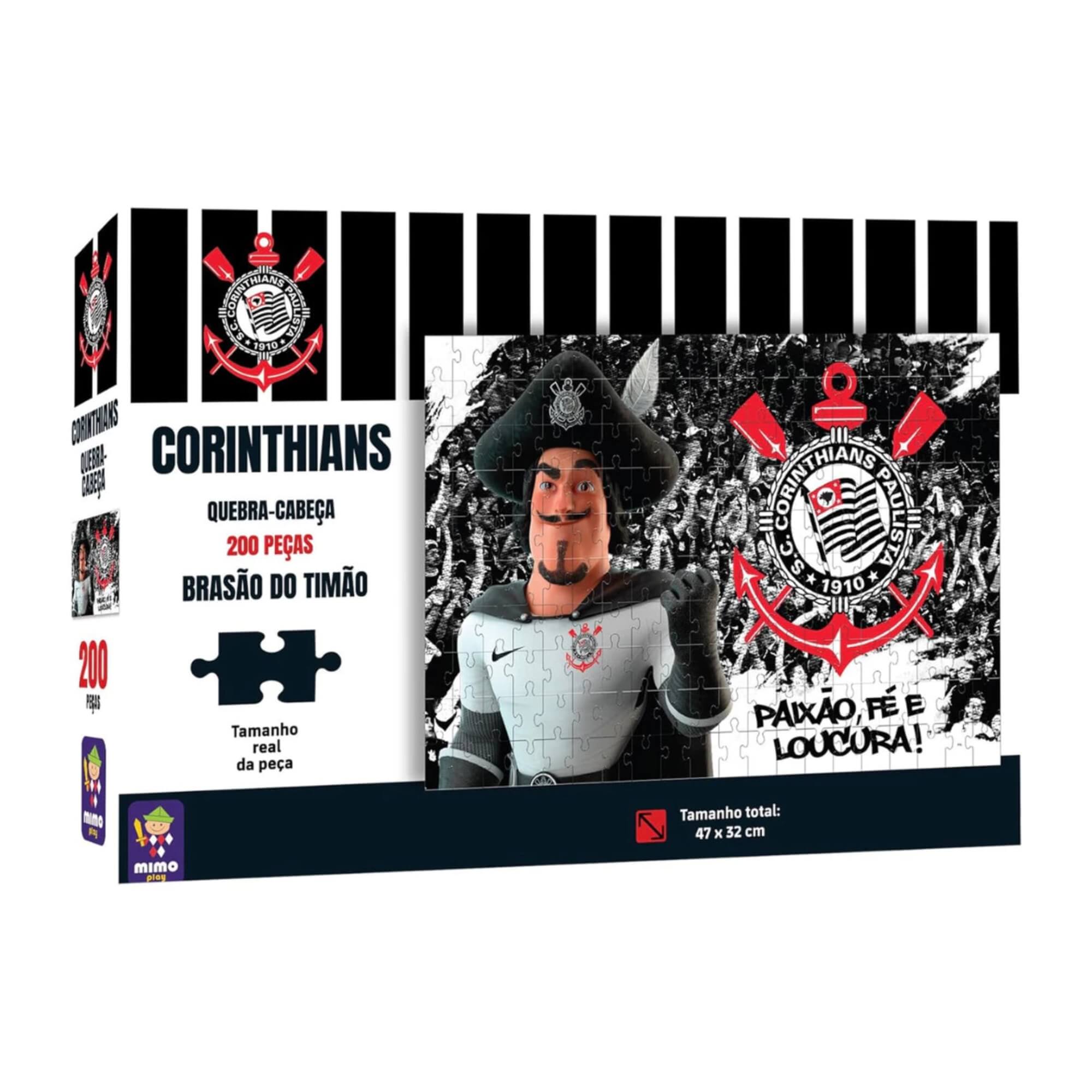 Quebra-Cabeça Puzzle Coleção Corinthians Brasão Timão 200 Peças Mimo Toys - 2565