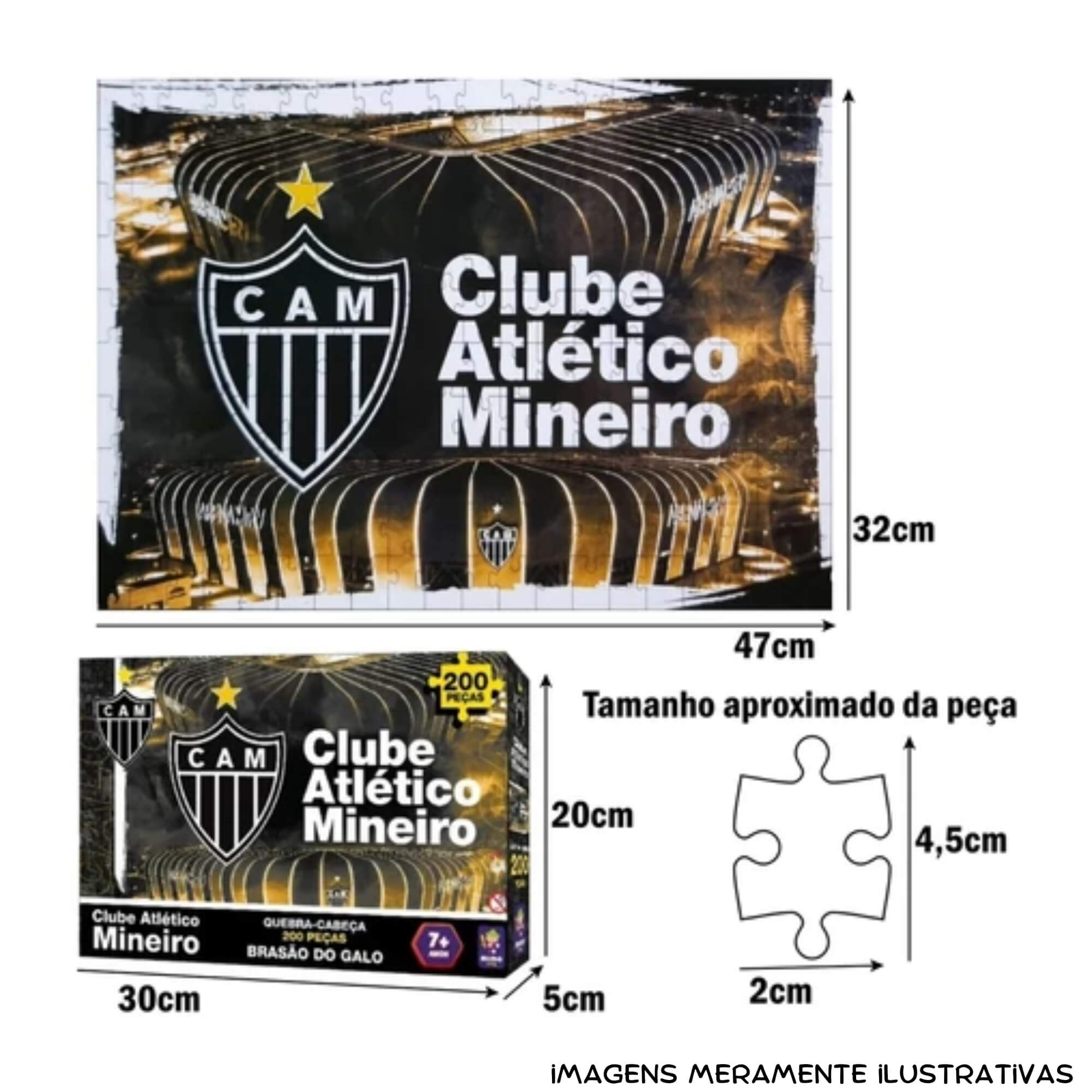 Quebra-Cabeça Puzzle Coleção Futebol Atlético Mineiro Brasão 200 Peças - 2571