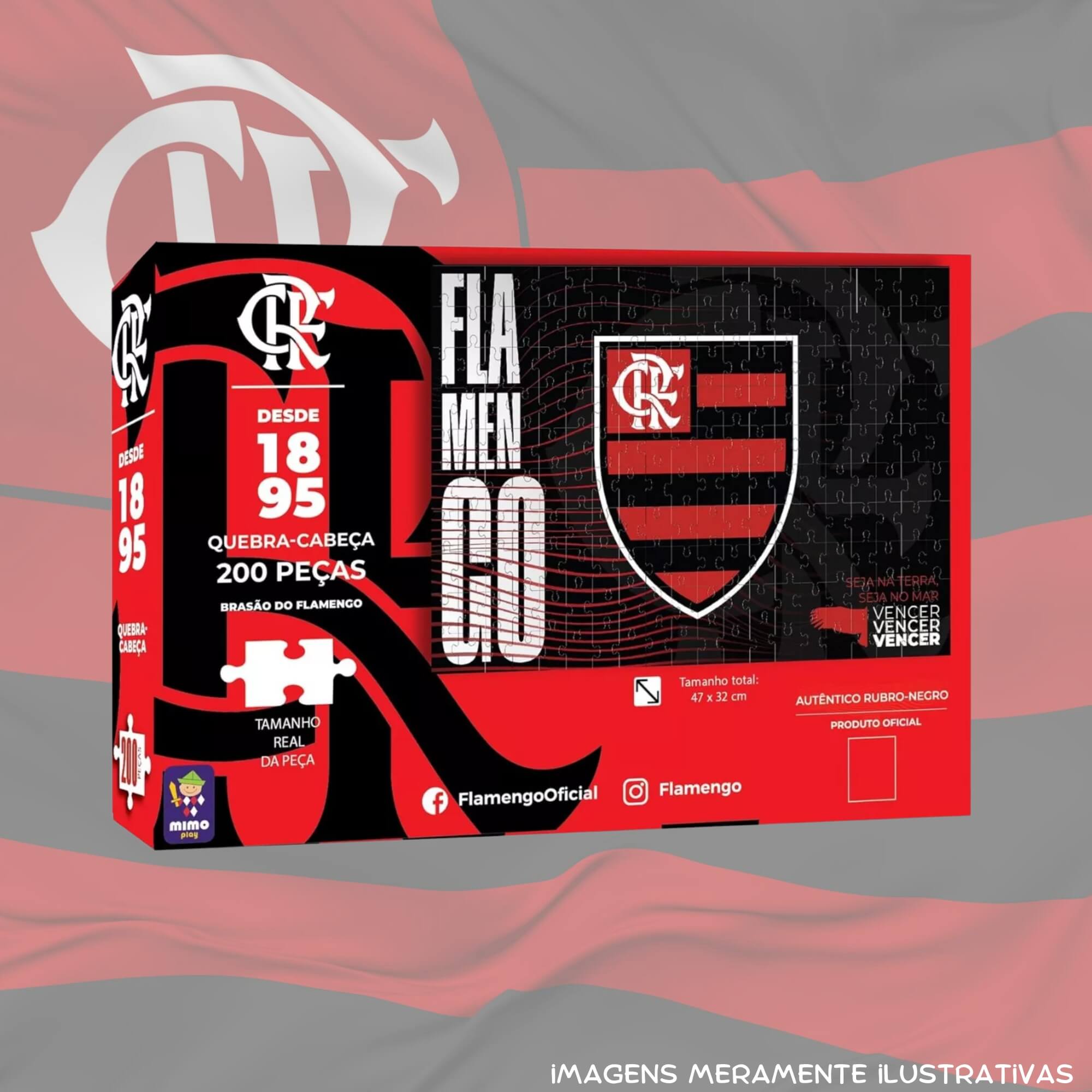 Quebra-Cabeça Puzzle Colecionável Futebol Flamengo Brasão 200 Peças Mimo Toys - 2581